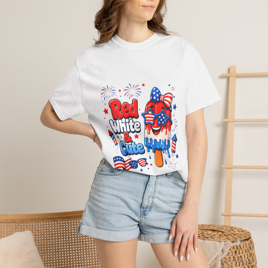 Patriotic "Red White & Cute" T-Shirt — 4th of July American Flag Popsicle Tee