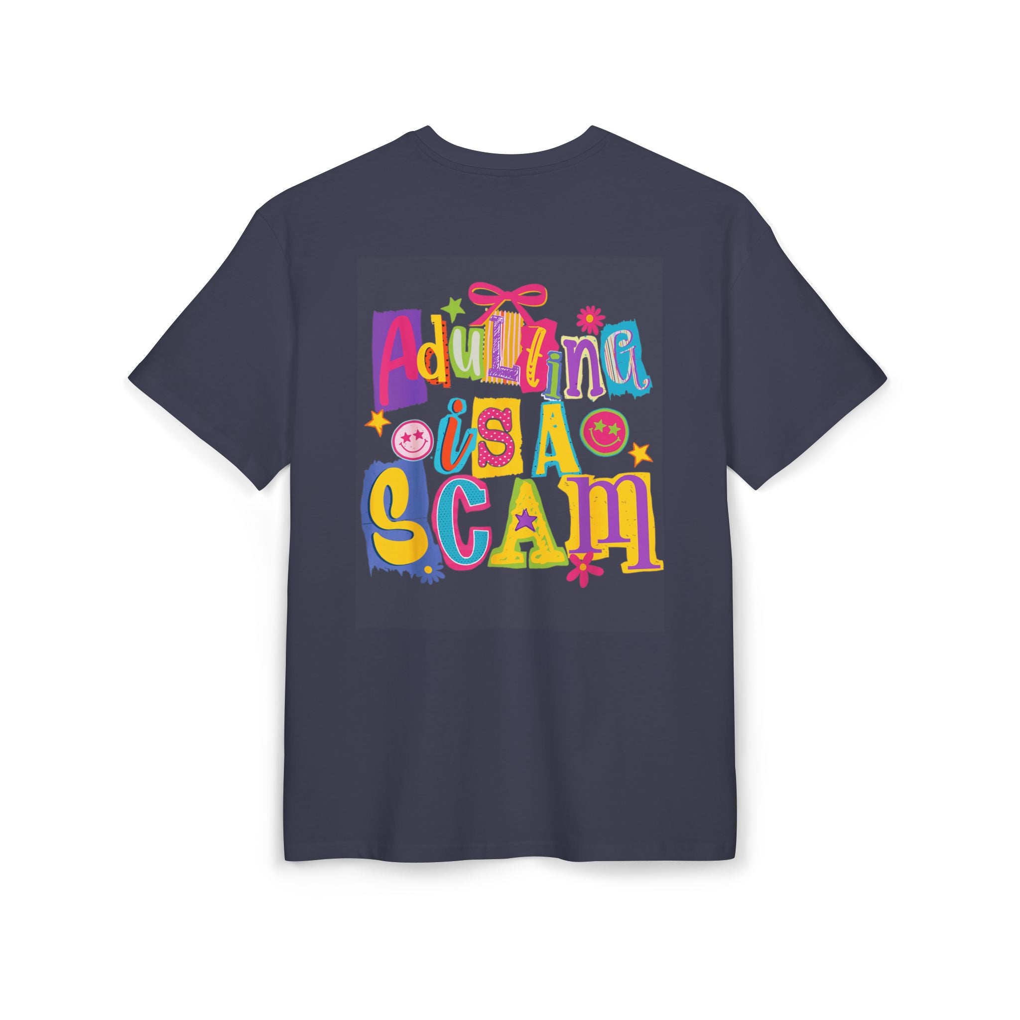 Adulting Is A Scam Oversized Tee — Heart-Eyes Smiley Graphic