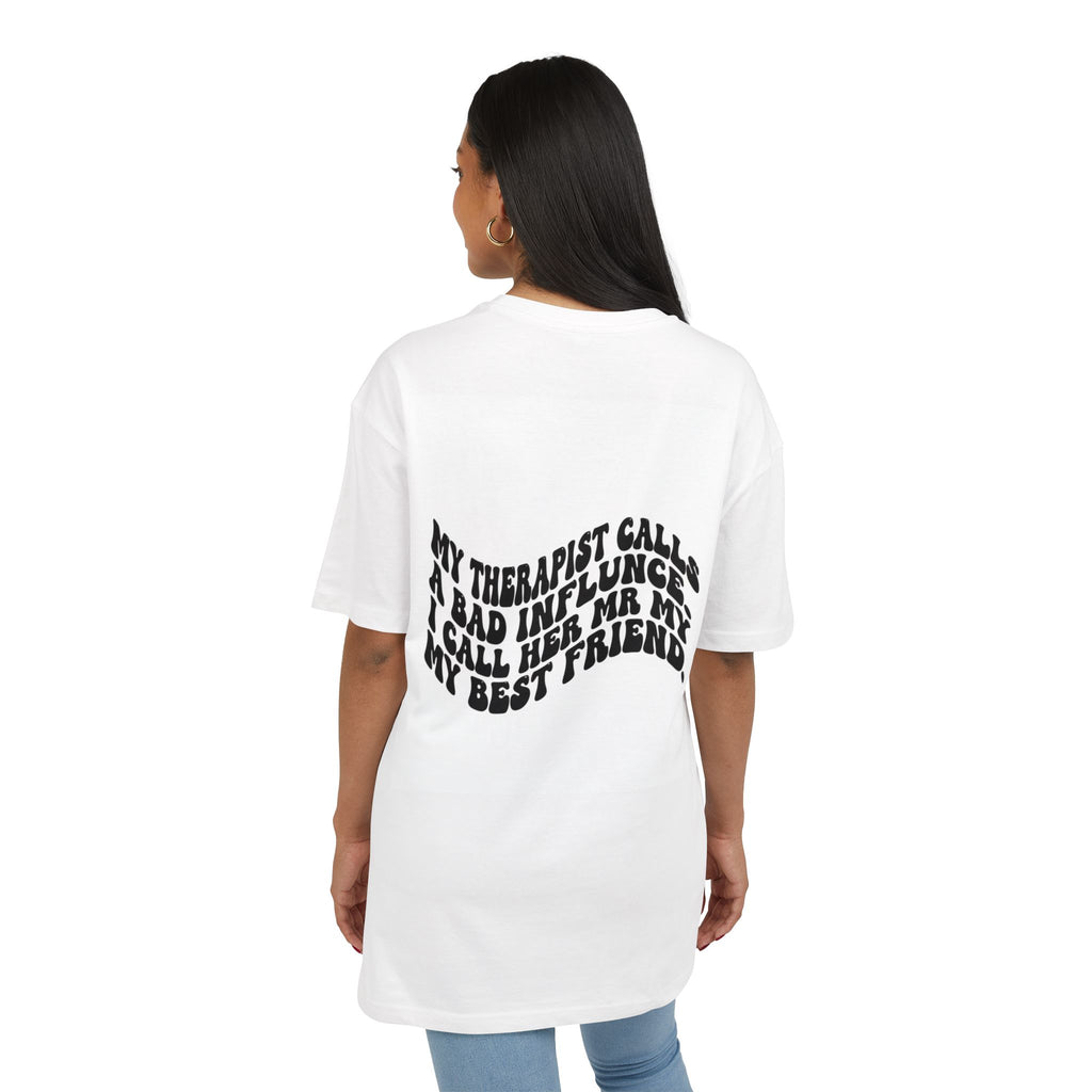 T-Shirt — 'Therapist? Call My Best Friend' Wavy Text Graphic Tee