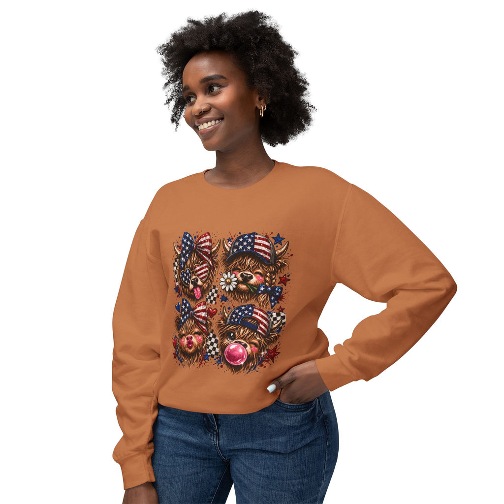 Patriotic Yorkie Faces Crewneck Sweatshirt — American Flag Dog Graphic