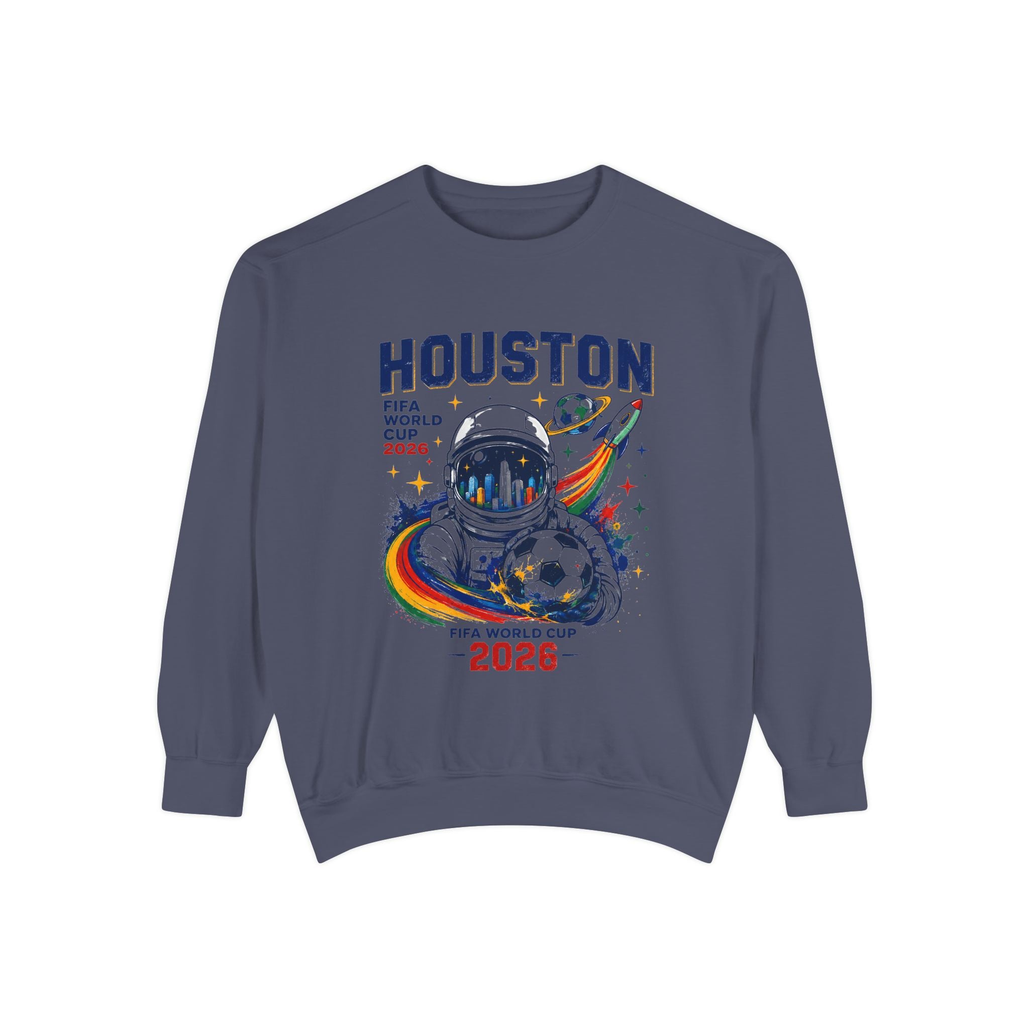 Houston 2026 FIFA World Cup Sweatshirt — Astronaut Soccer Retro Crewneck