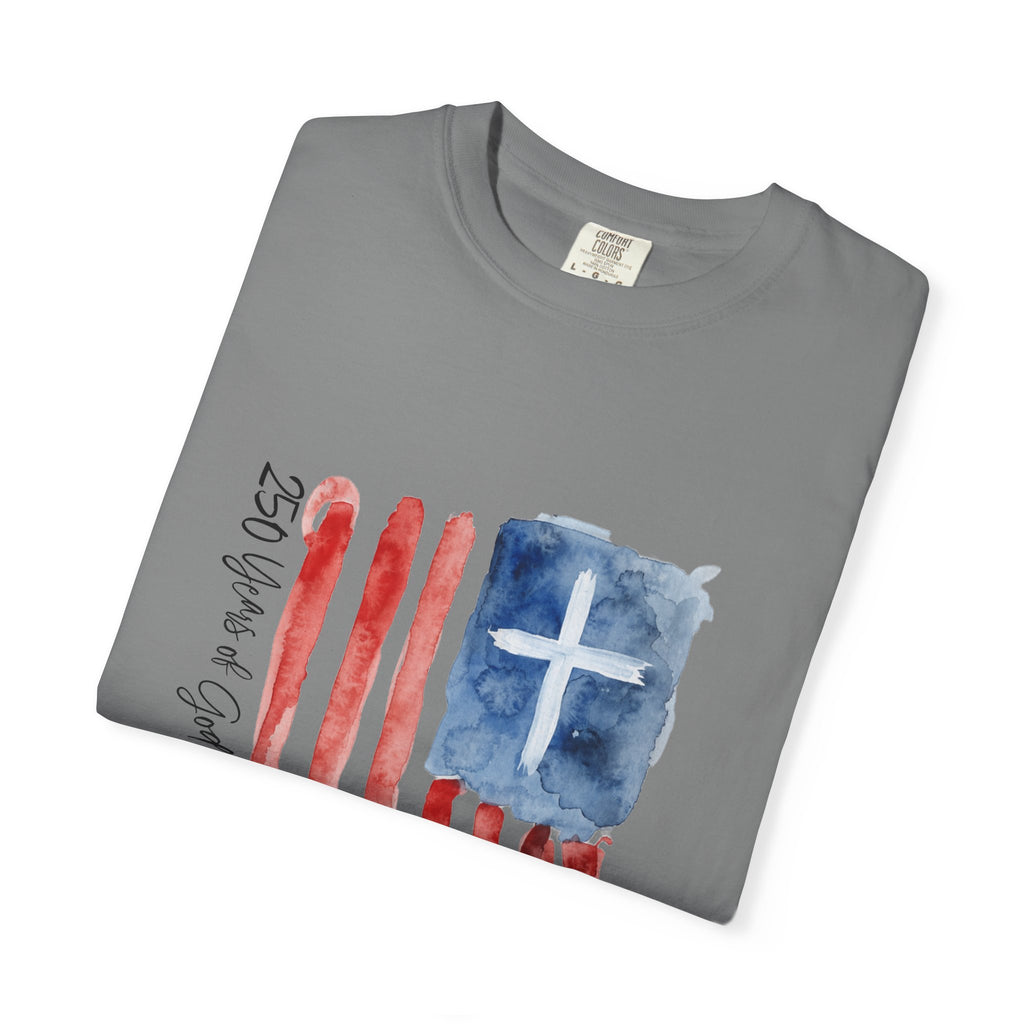 Patriotic Watercolor Flag T-Shirt — "God Bless America"
