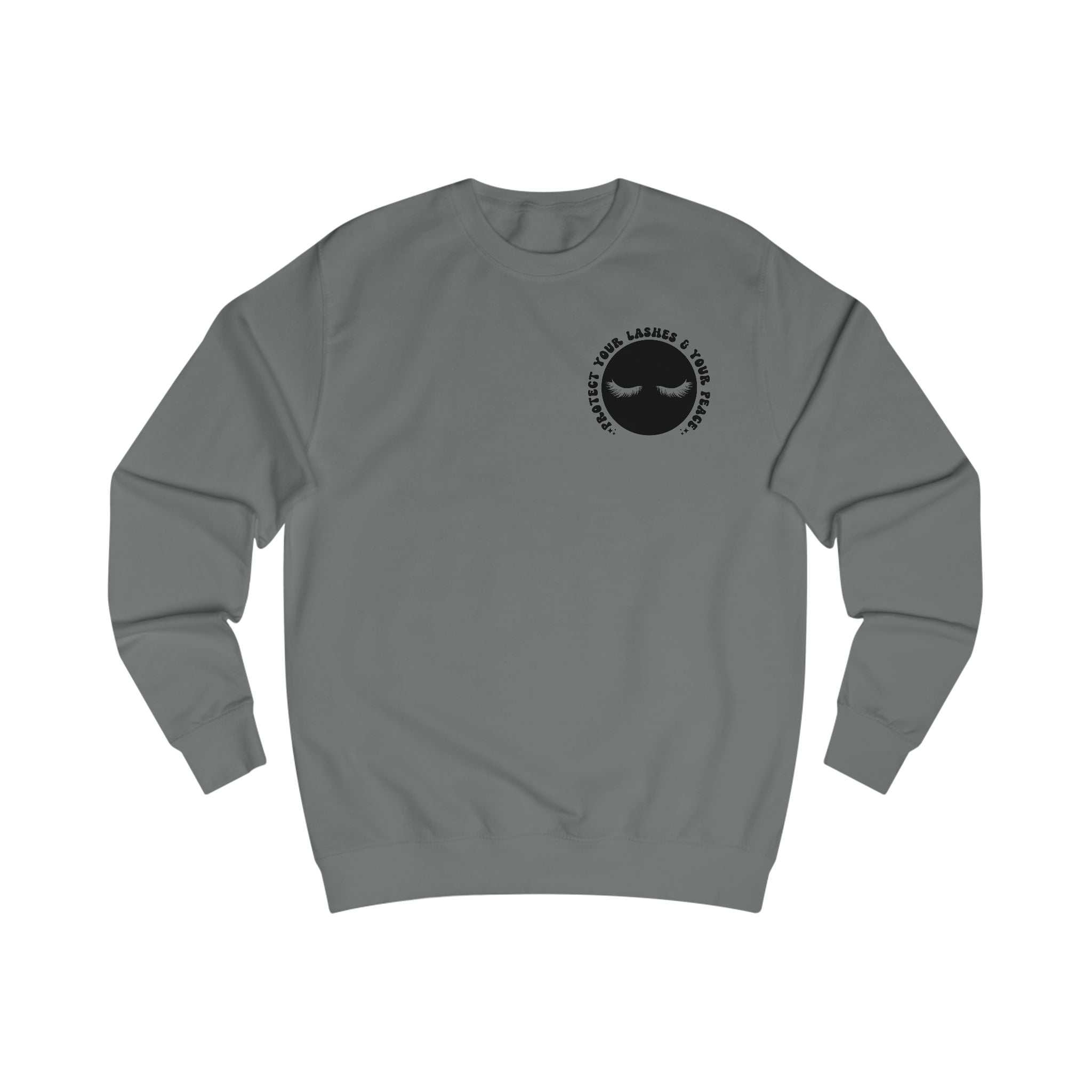 Protect Your Lashes & Your Peace Sweatshirt — Graphic Cozy Crewneck for Lash Artists & Self‑Care Lovers
