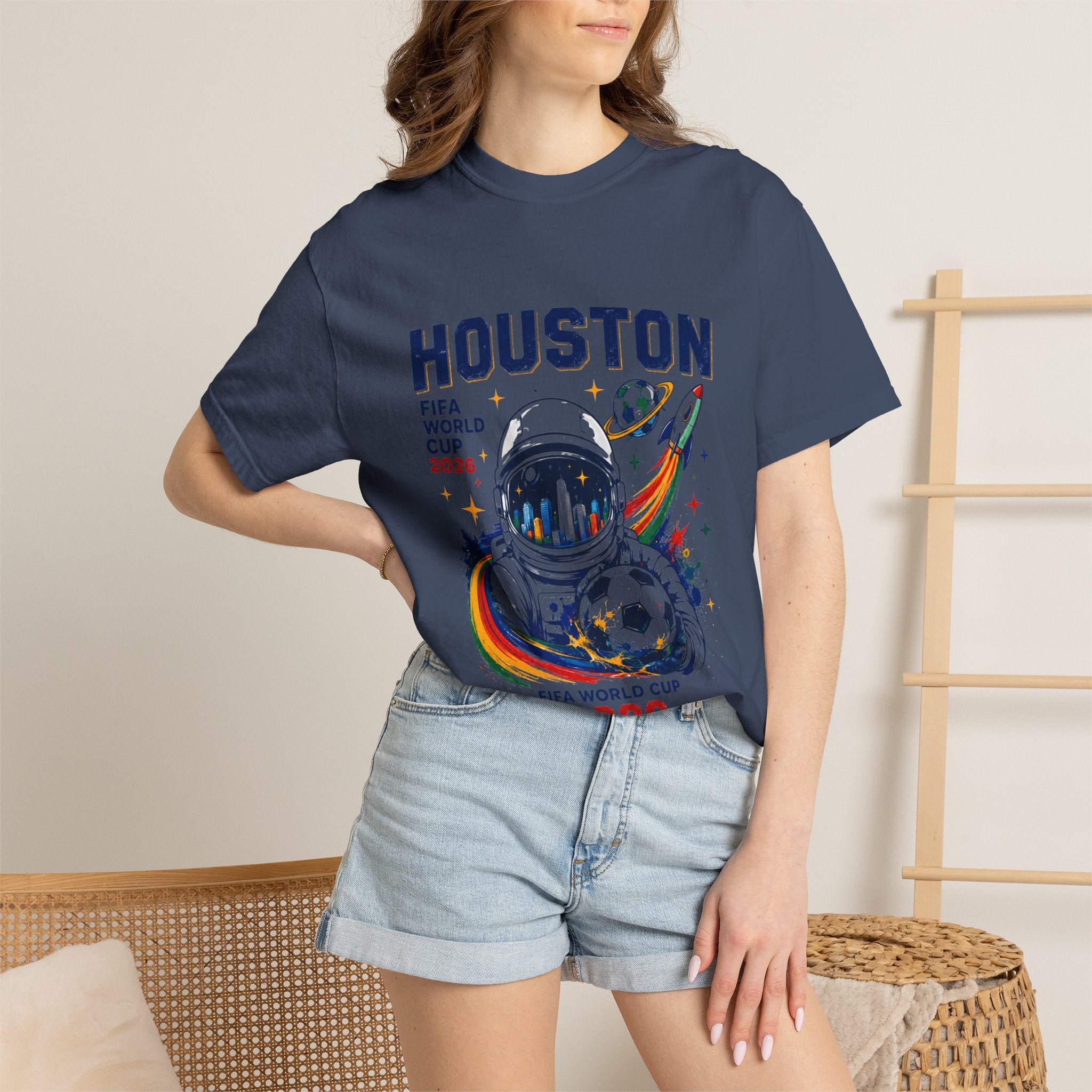 Houston FIFA World Cup 2026 Astronaut Soccer T-Shirt