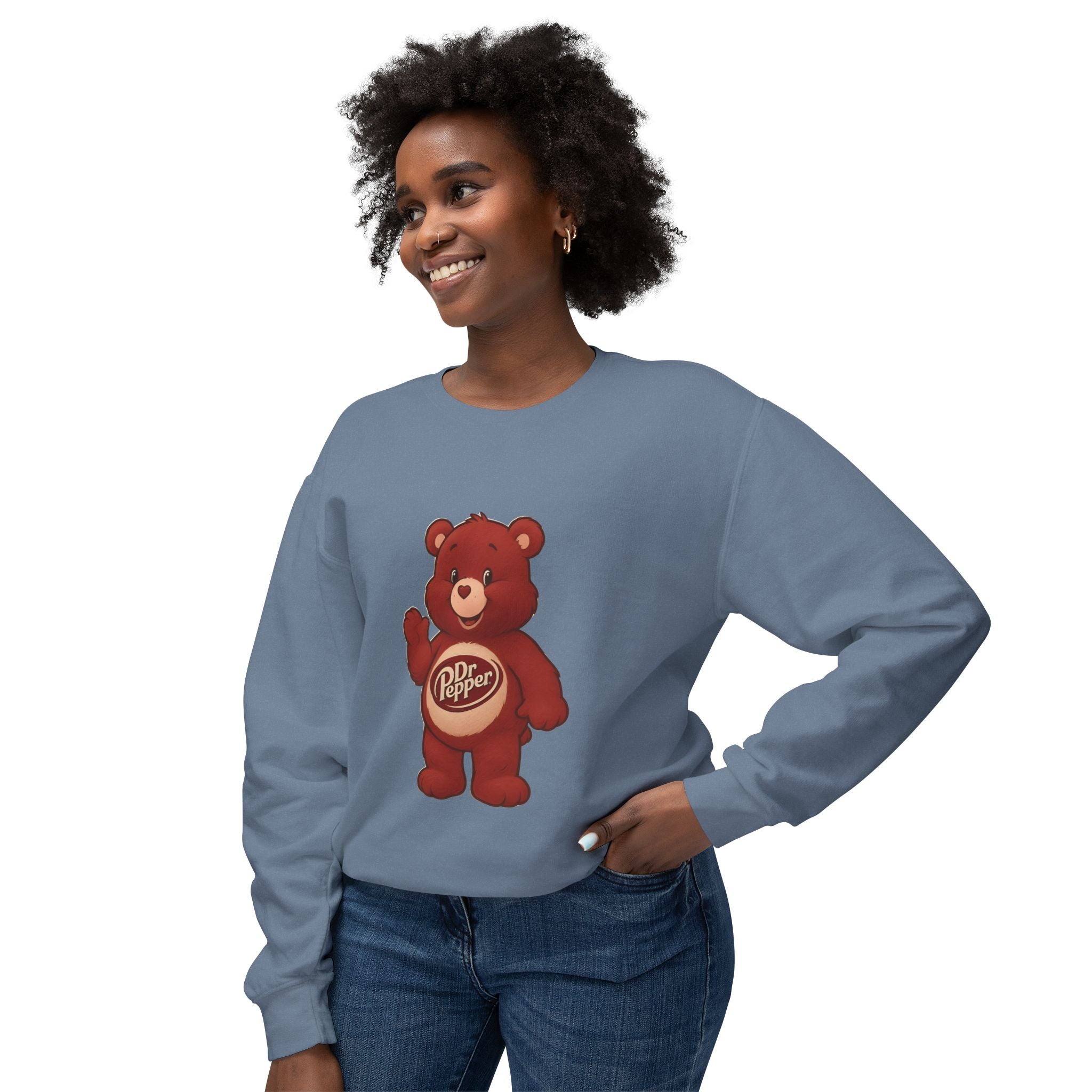 Dr Pepper Bear Crewneck Sweatshirt — "Just A Girl Who Loves Dr Pepper" Graphic
