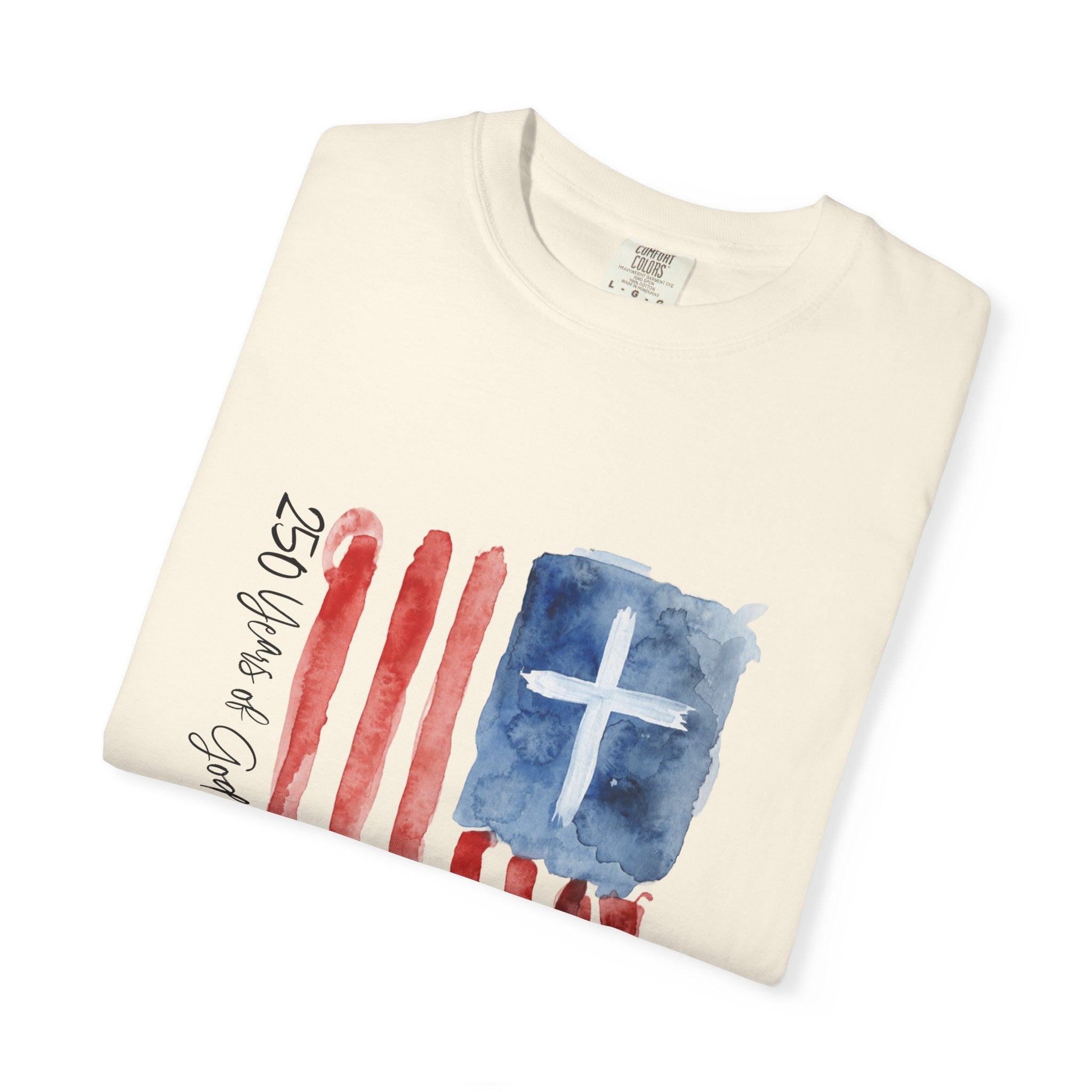 Patriotic Watercolor Flag T-Shirt — "God Bless America"