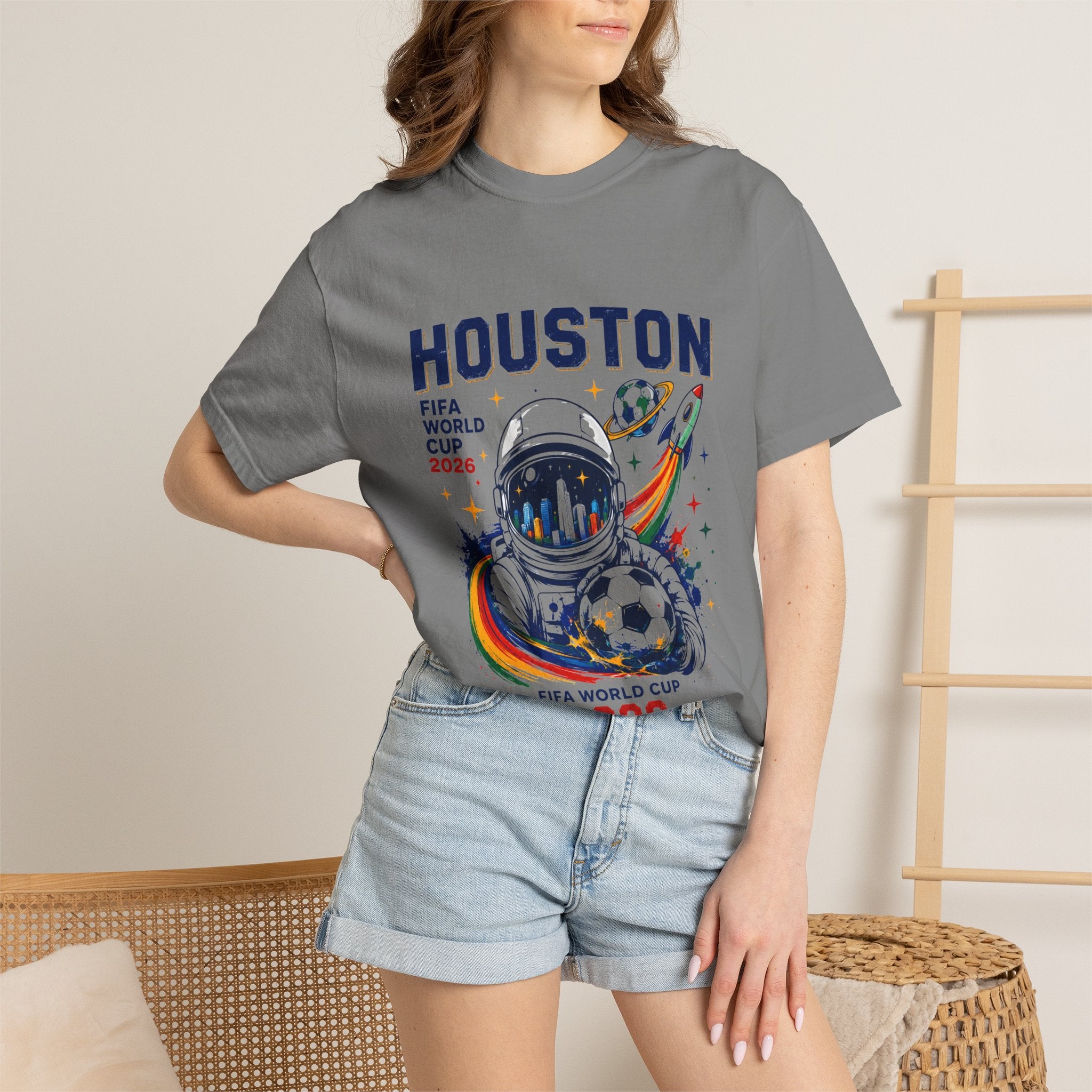 Houston FIFA World Cup 2026 Astronaut Soccer T-Shirt