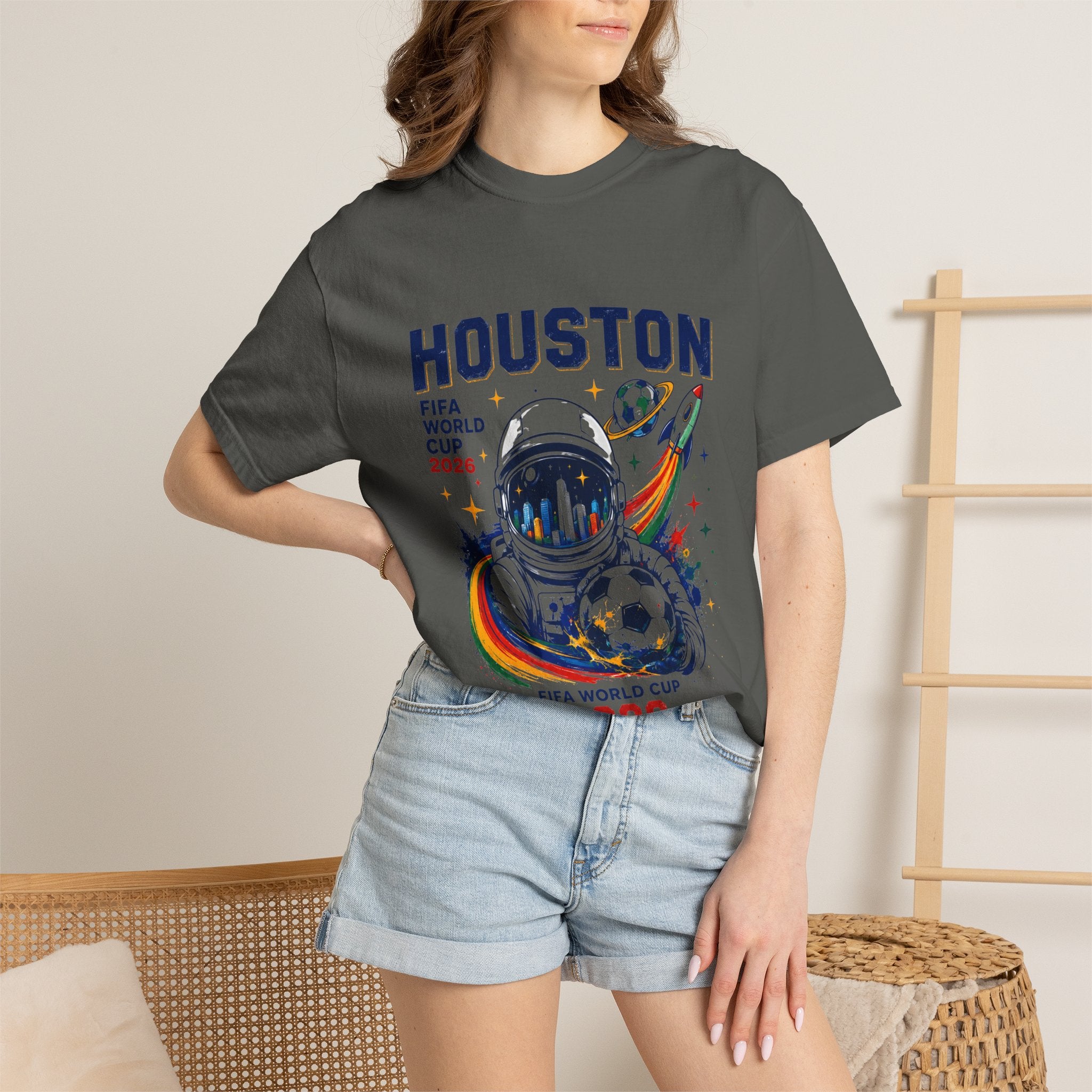 Houston FIFA World Cup 2026 Astronaut Soccer T-Shirt
