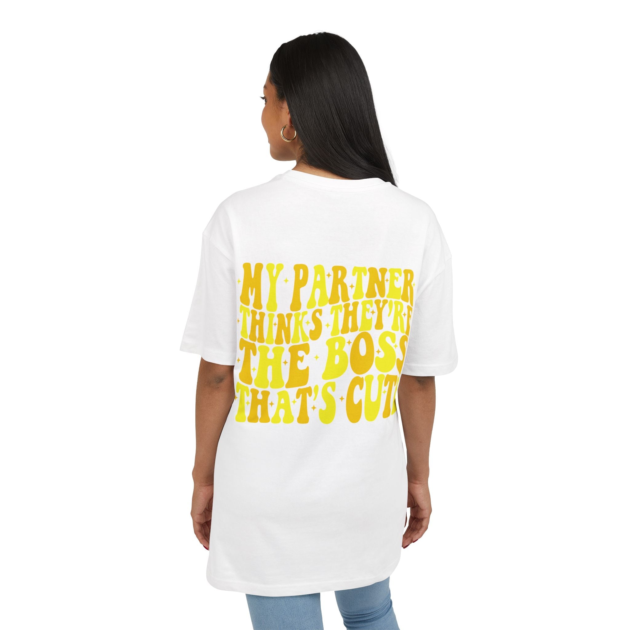 My Partner Thinks They're the Boss That's Cute T‑Shirt — Retro Yellow Graphic Tee
