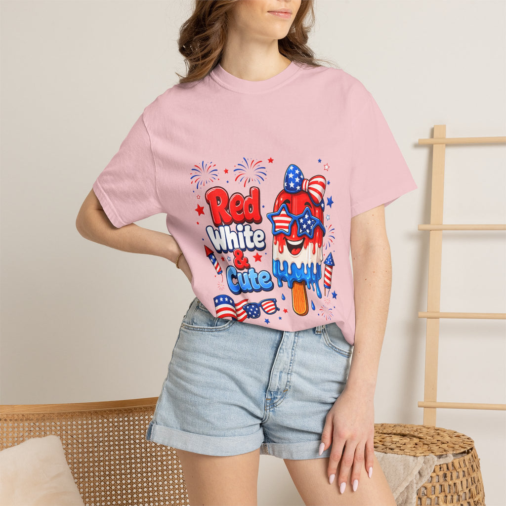 Patriotic "Red White & Cute" T-Shirt — 4th of July American Flag Popsicle Tee