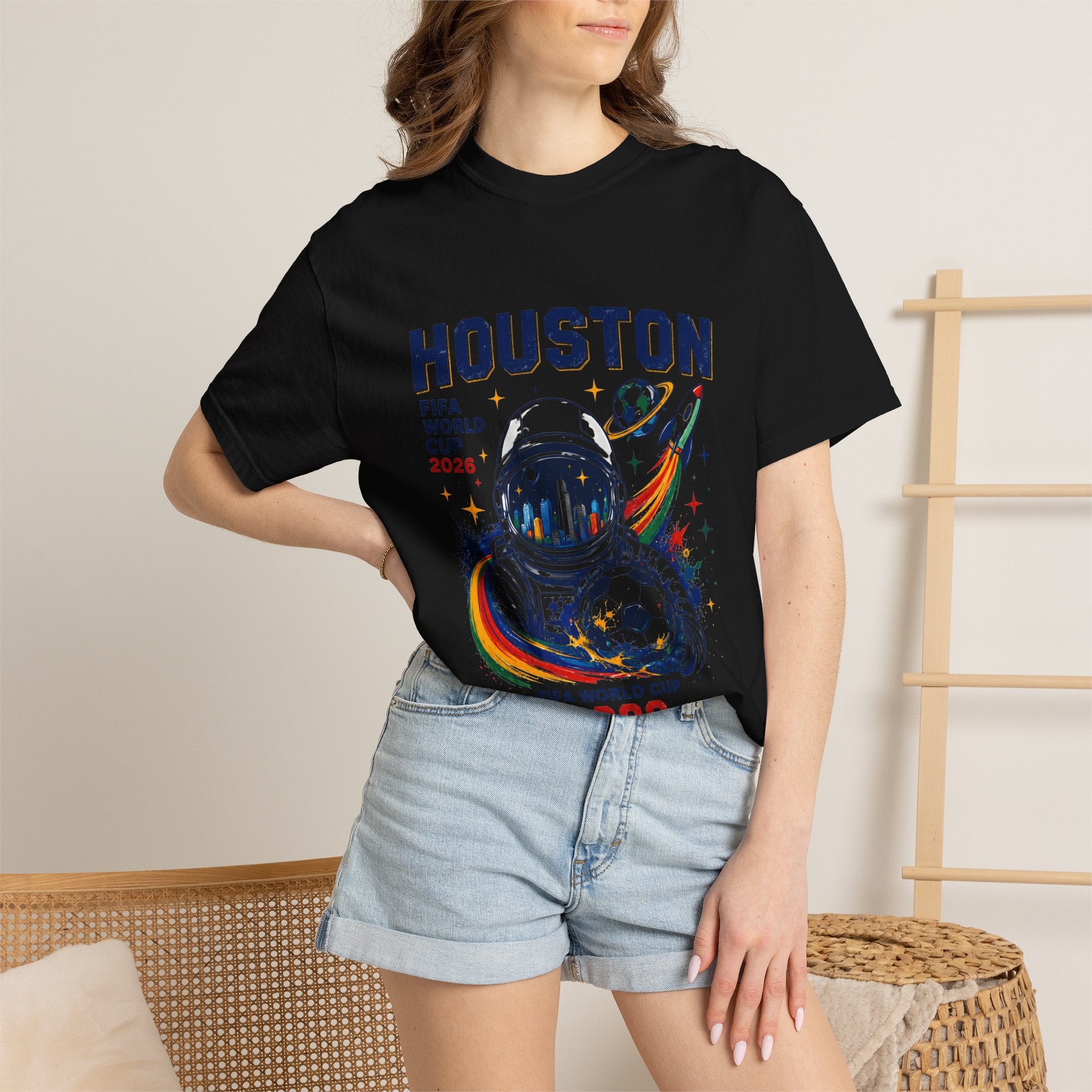 Houston FIFA World Cup 2026 Astronaut Soccer T-Shirt