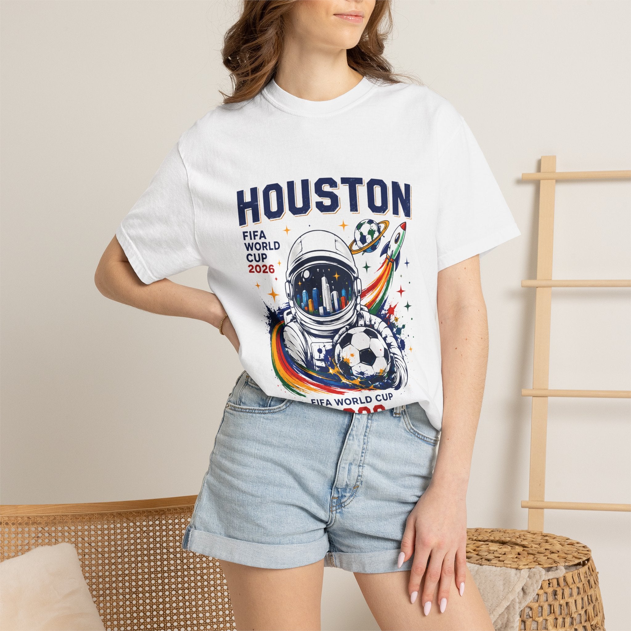 Houston FIFA World Cup 2026 Astronaut Soccer T-Shirt