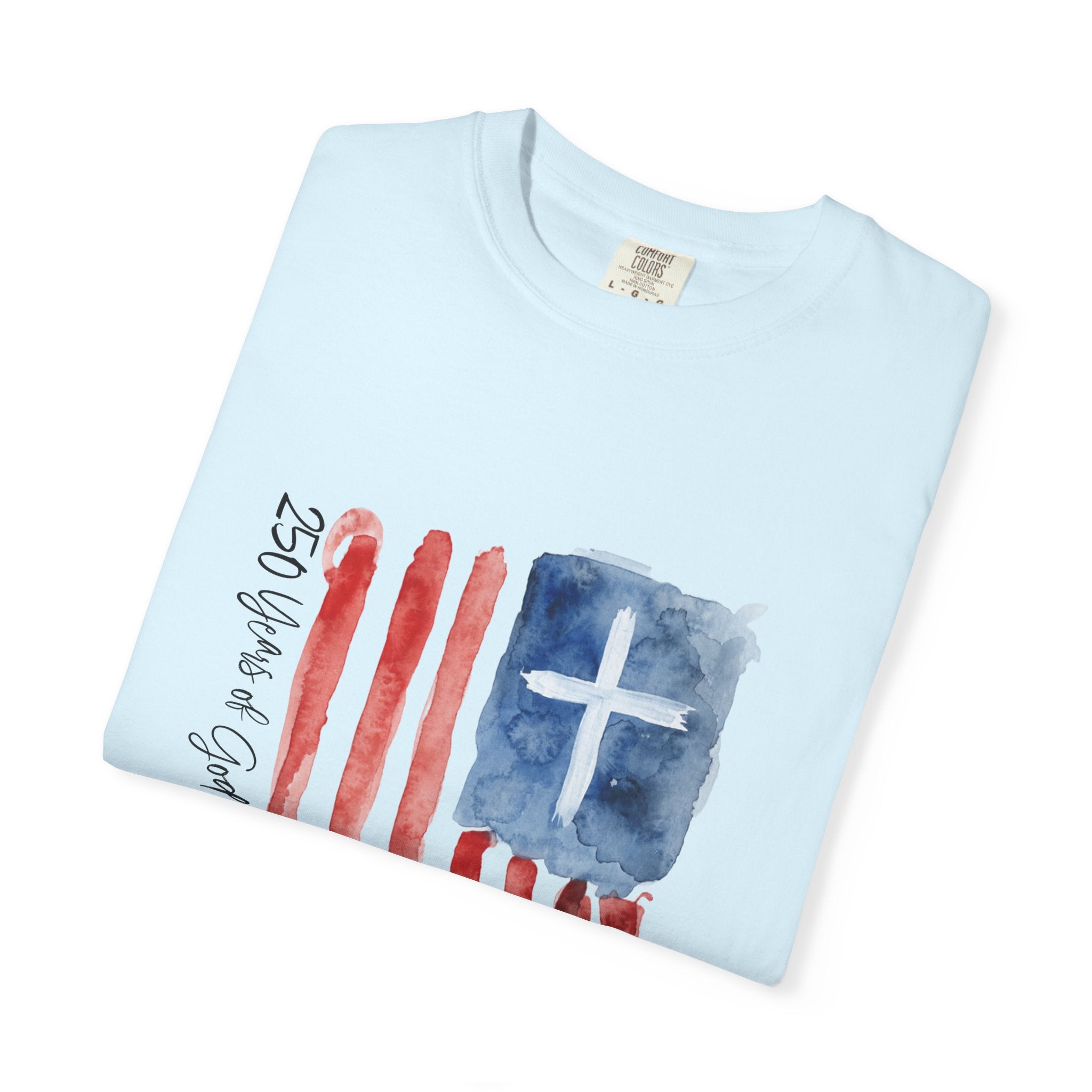 Patriotic Watercolor Flag T-Shirt — "God Bless America"