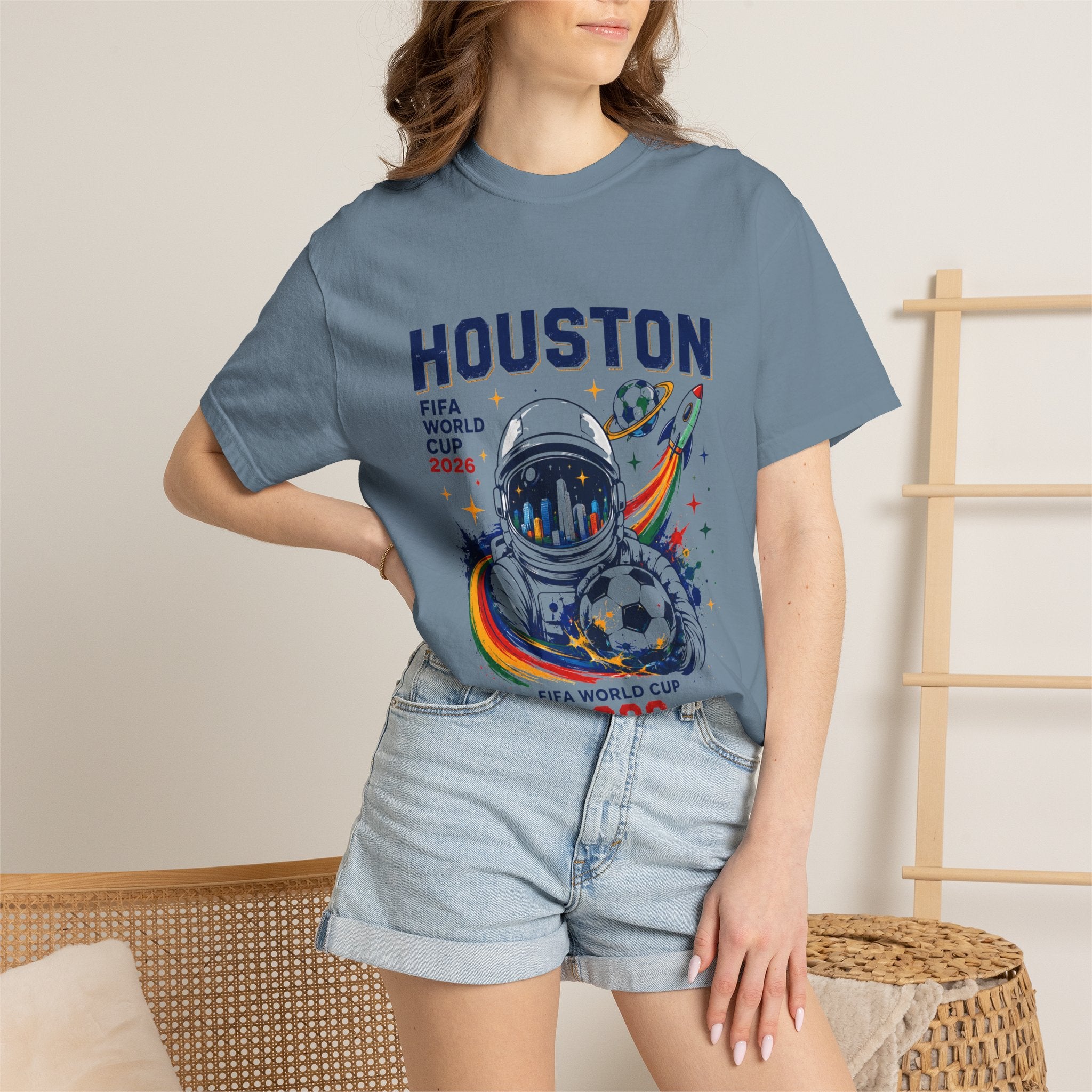 Houston FIFA World Cup 2026 Astronaut Soccer T-Shirt