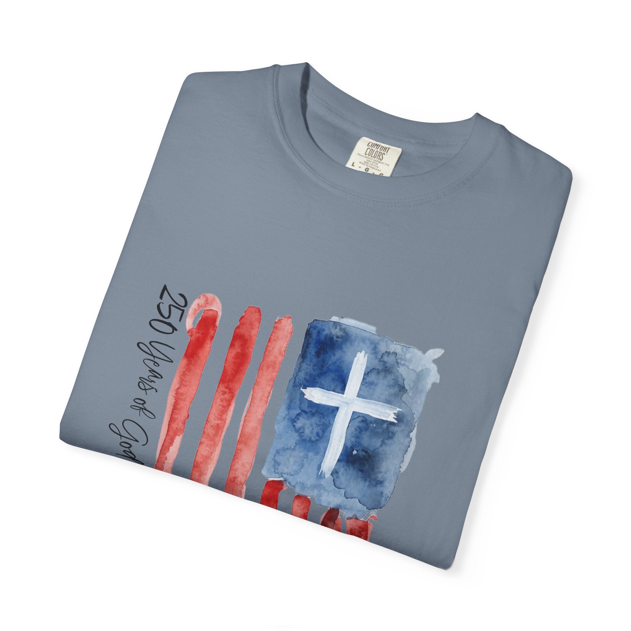 Patriotic Watercolor Flag T-Shirt — "God Bless America"