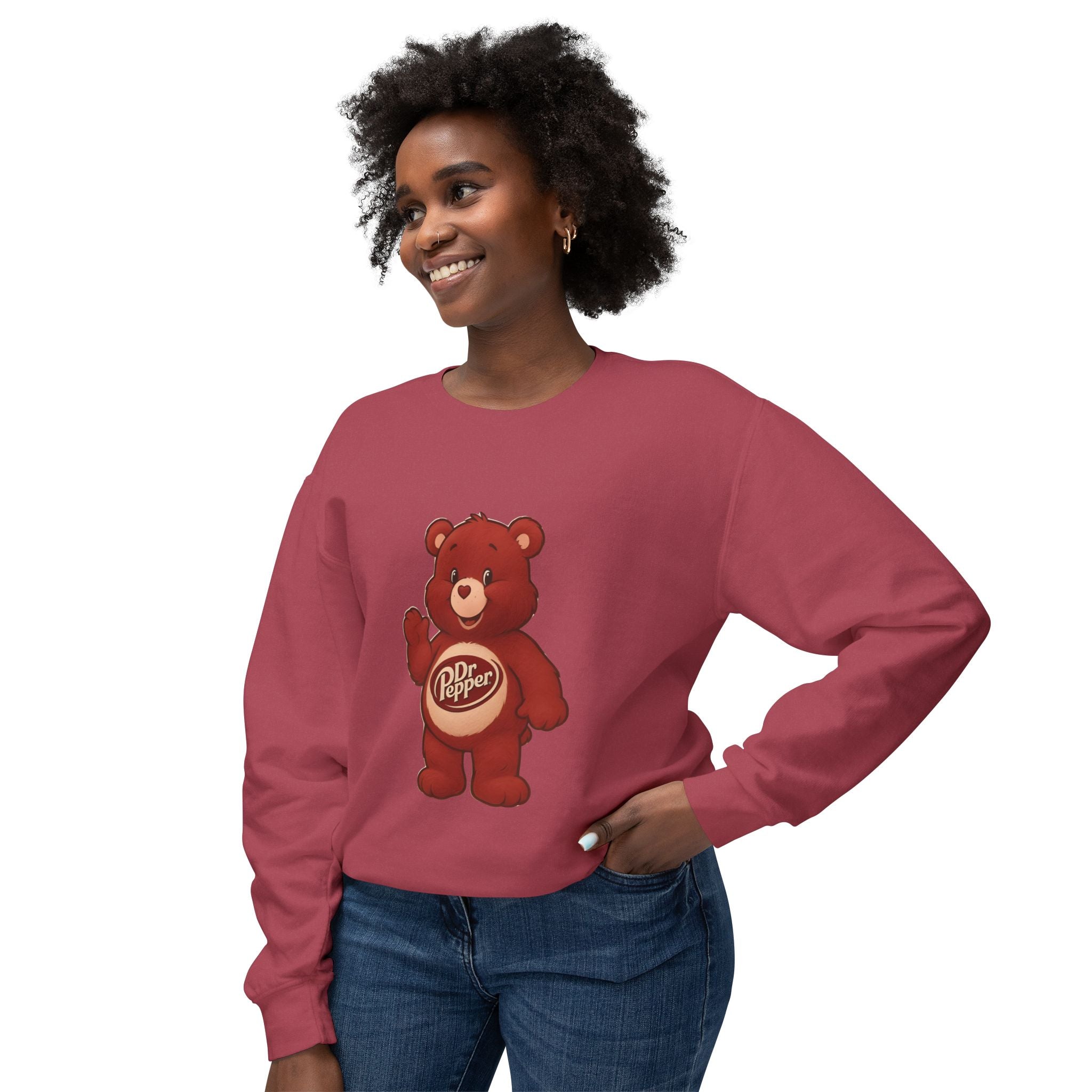 Dr Pepper Bear Crewneck Sweatshirt — "Just A Girl Who Loves Dr Pepper" Graphic
