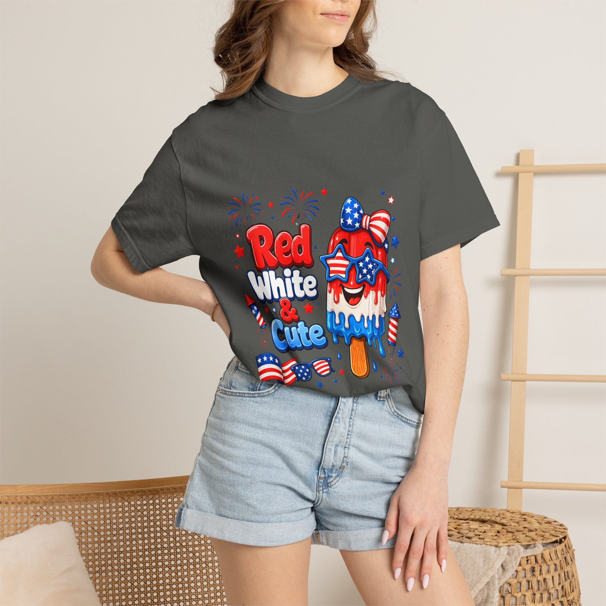 Patriotic "Red White & Cute" T-Shirt — 4th of July American Flag Popsicle Tee