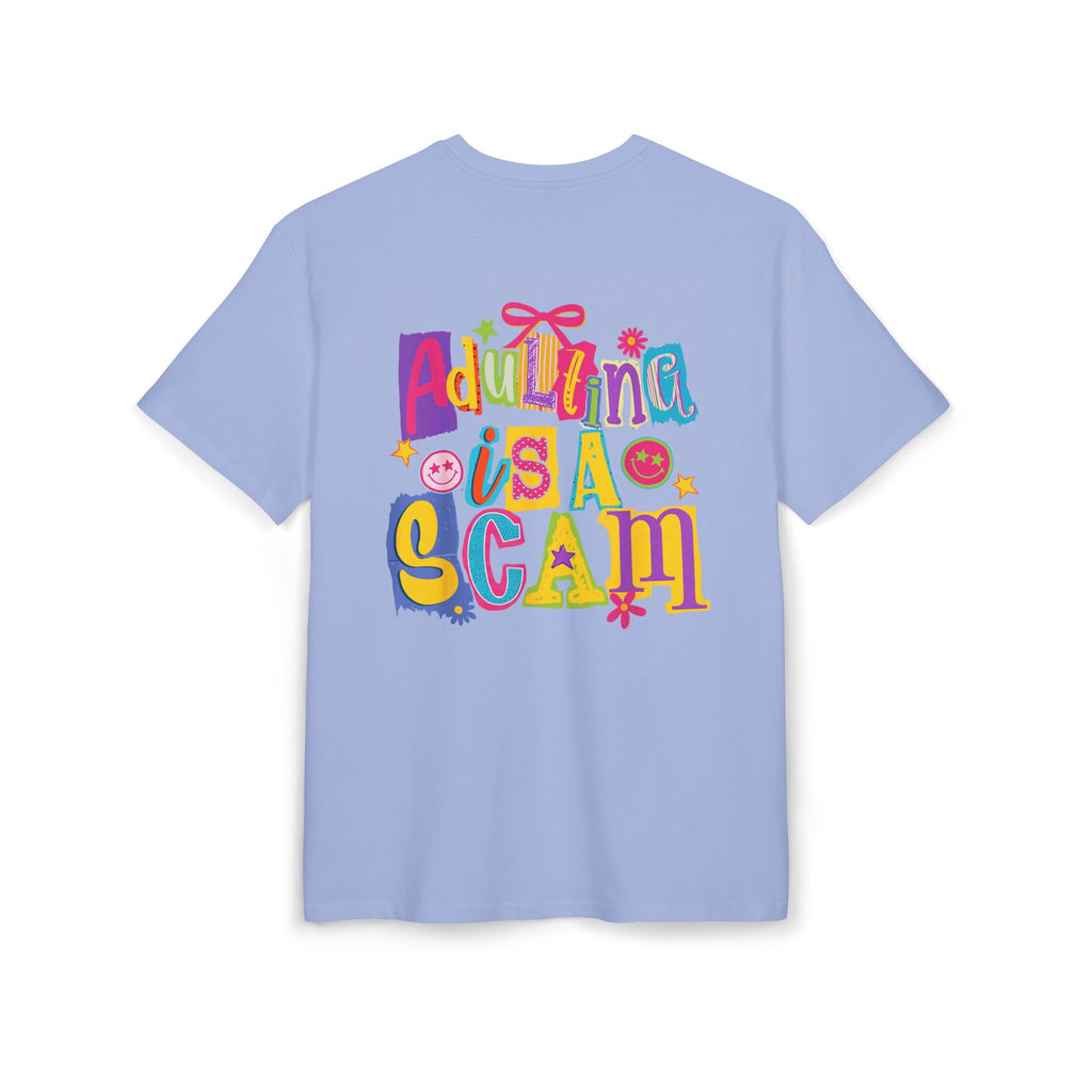 Adulting Is A Scam Oversized Tee — Heart-Eyes Smiley Graphic