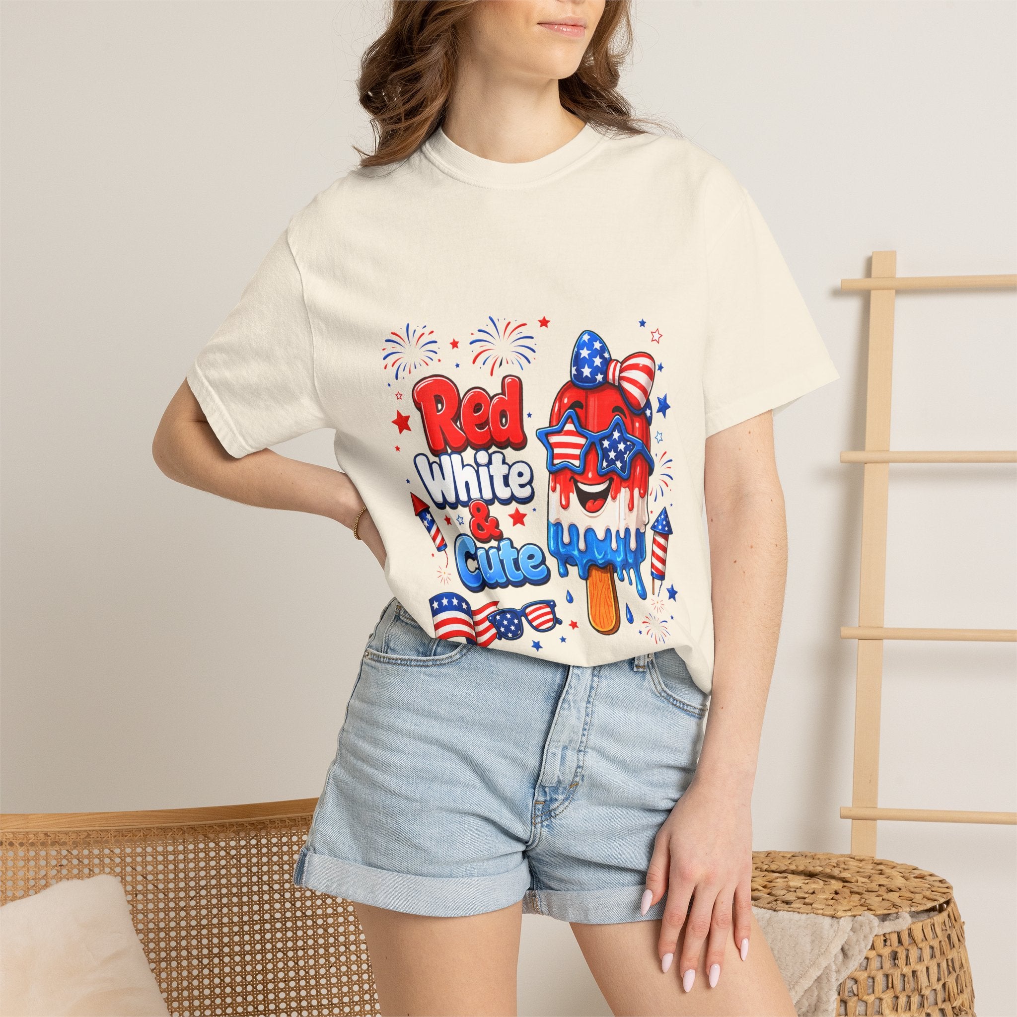 Patriotic "Red White & Cute" T-Shirt — 4th of July American Flag Popsicle Tee