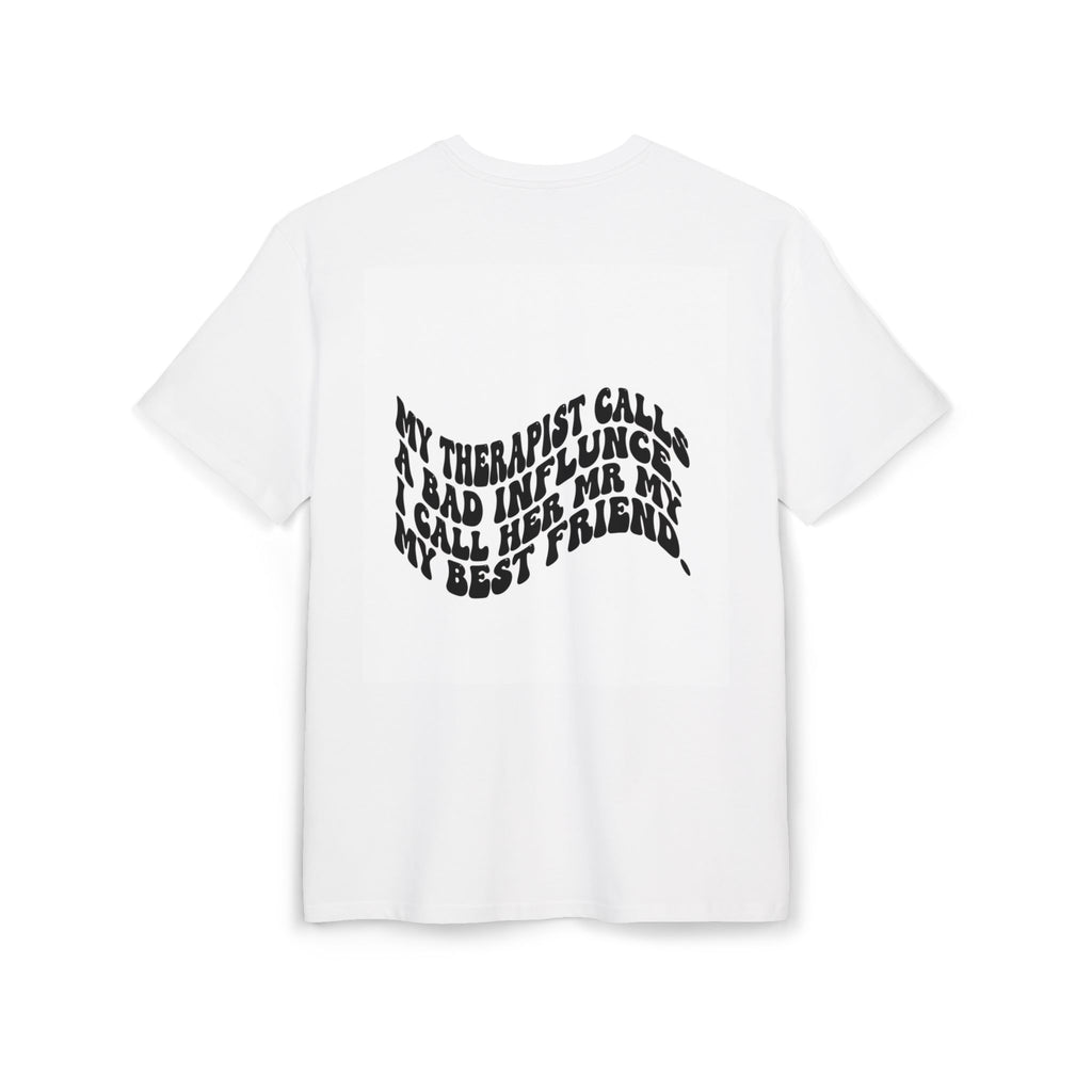 T-Shirt — 'Therapist? Call My Best Friend' Wavy Text Graphic Tee