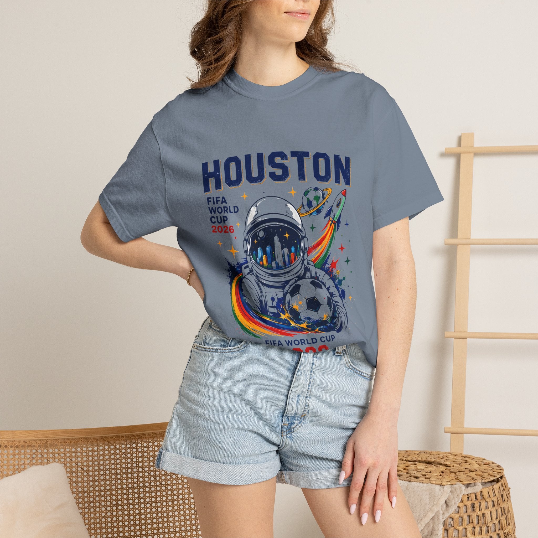 Houston FIFA World Cup 2026 Astronaut Soccer T-Shirt