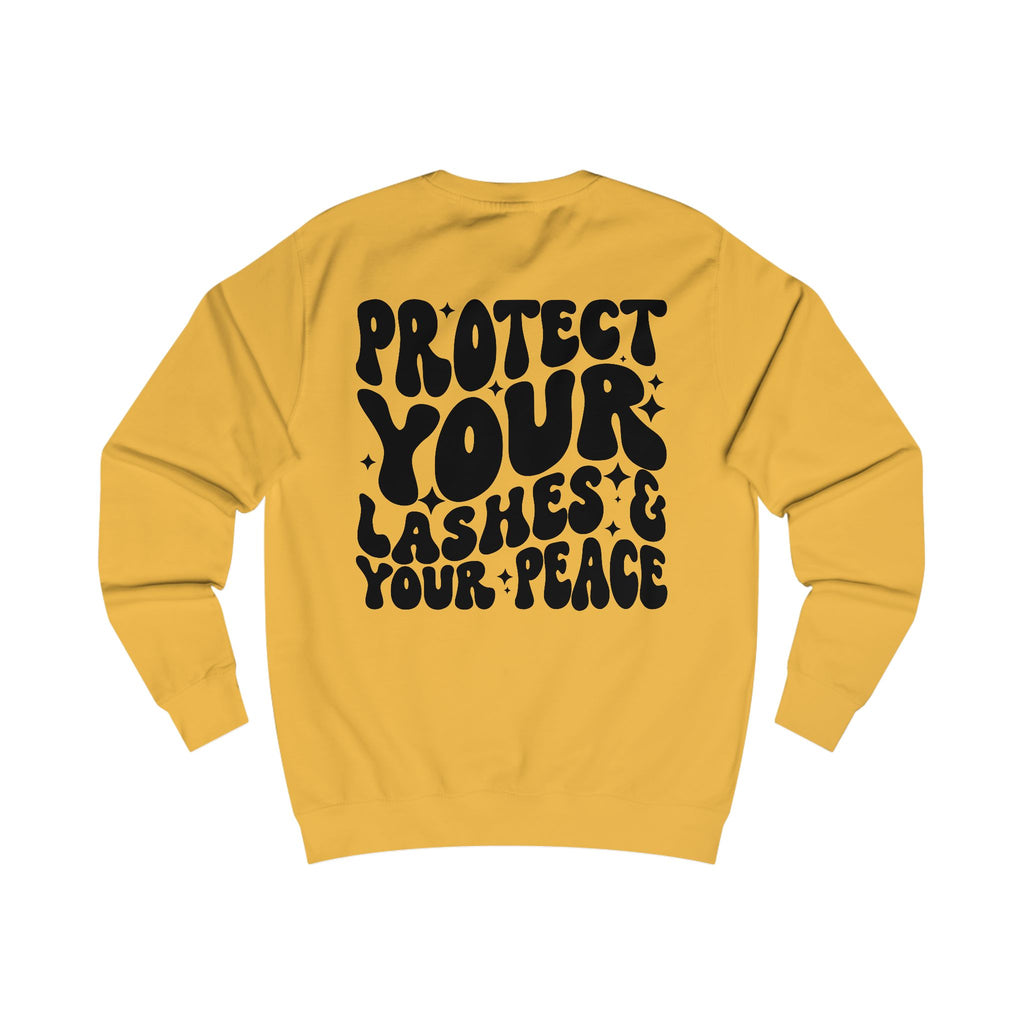 Protect Your Lashes & Your Peace Sweatshirt — Graphic Cozy Crewneck for Lash Artists & Self‑Care Lovers