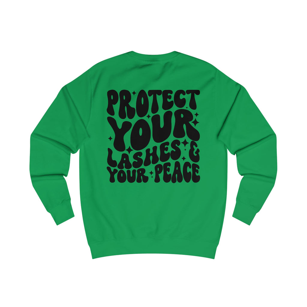 Protect Your Lashes & Your Peace Sweatshirt — Graphic Cozy Crewneck for Lash Artists & Self‑Care Lovers