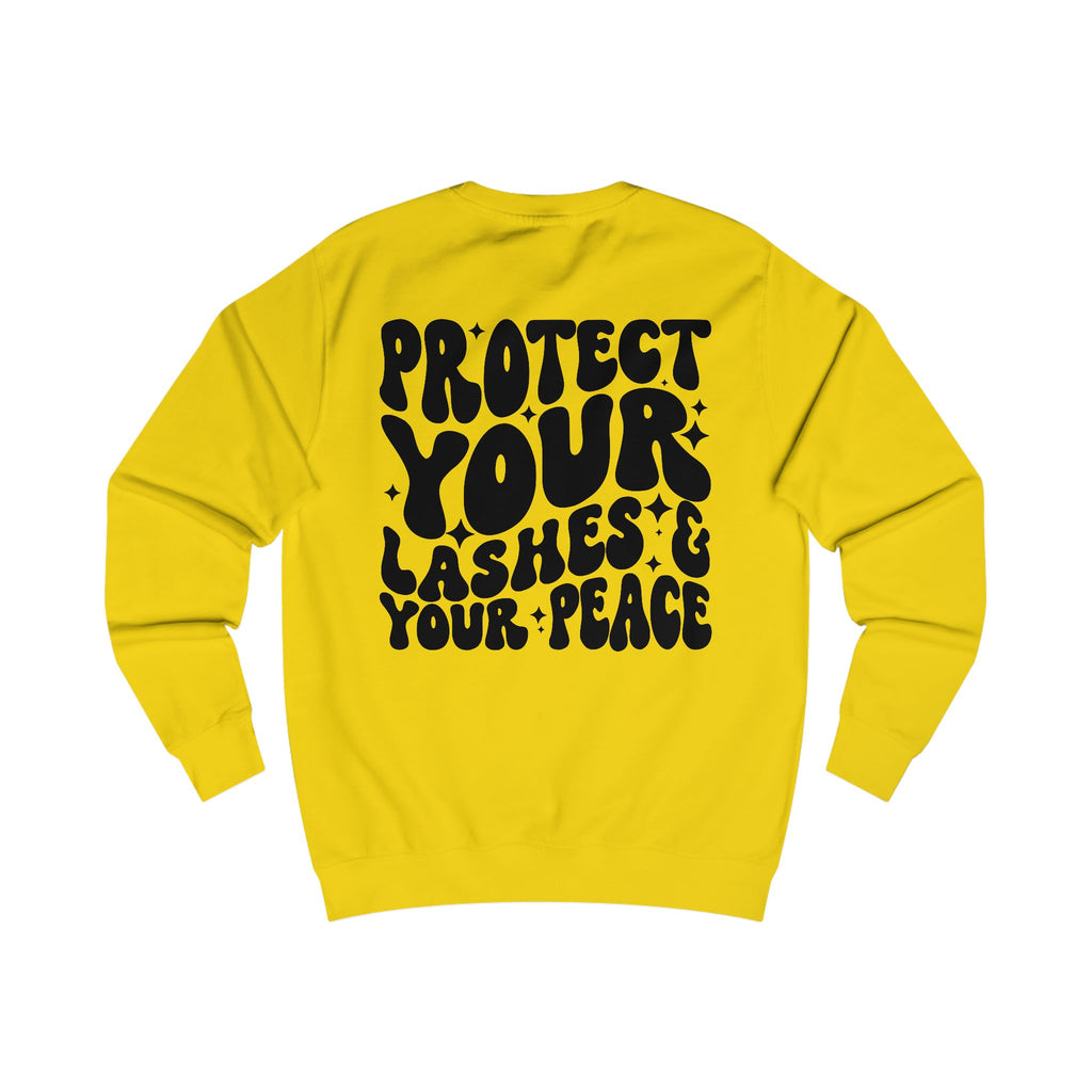 Protect Your Lashes & Your Peace Sweatshirt — Graphic Cozy Crewneck for Lash Artists & Self‑Care Lovers