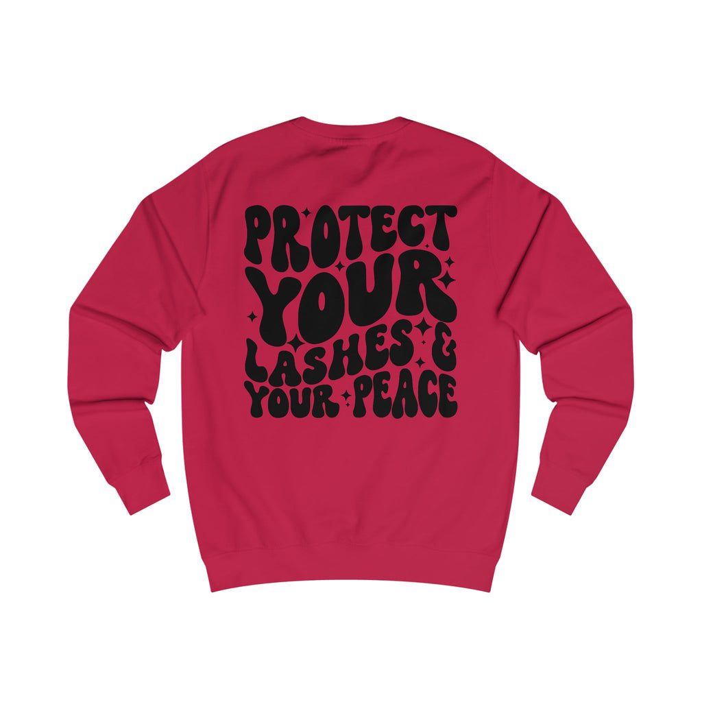 Protect Your Lashes & Your Peace Sweatshirt — Graphic Cozy Crewneck for Lash Artists & Self‑Care Lovers