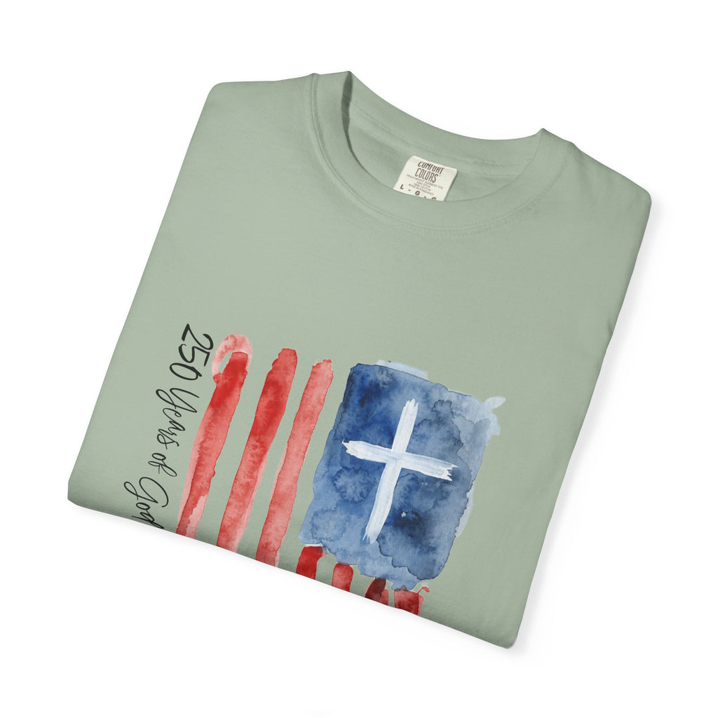 Patriotic Watercolor Flag T-Shirt — "God Bless America"