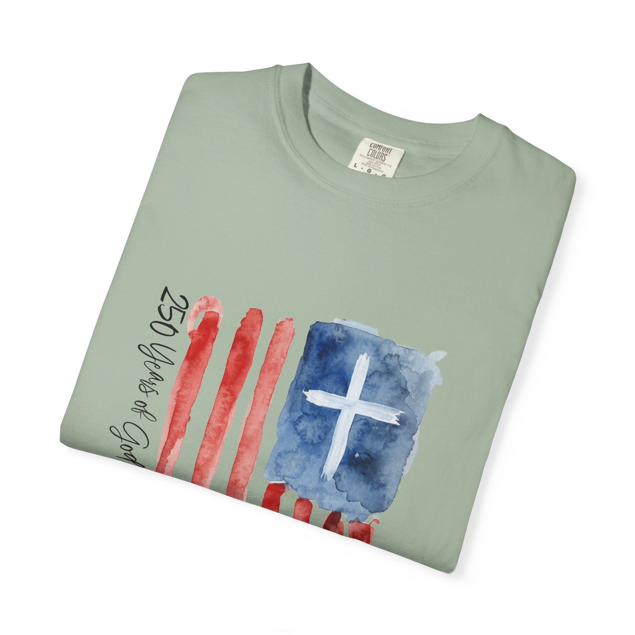 Patriotic Watercolor Flag T-Shirt — "God Bless America"
