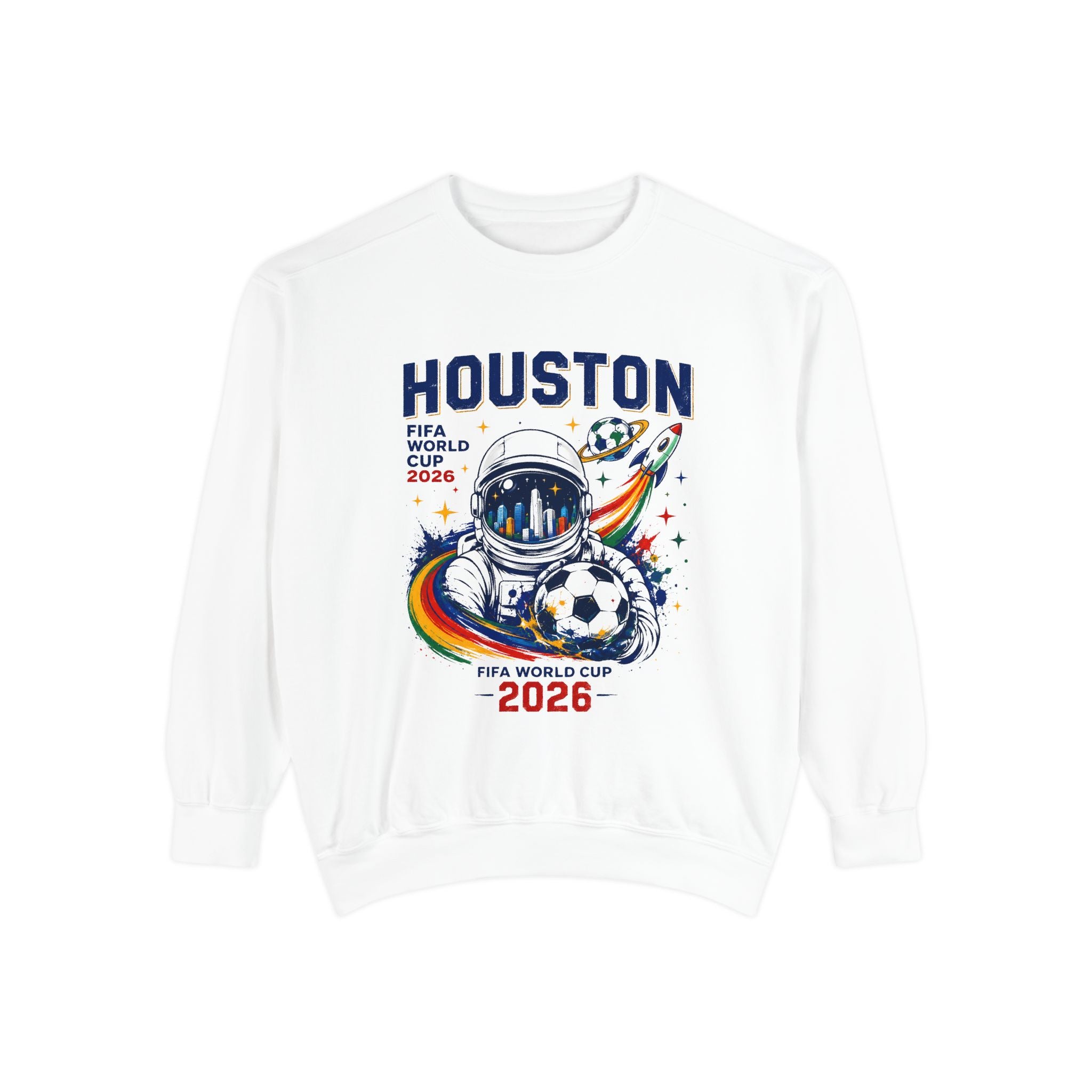 Houston 2026 World Cup Sweatshirt — Astronaut Soccer Graphic