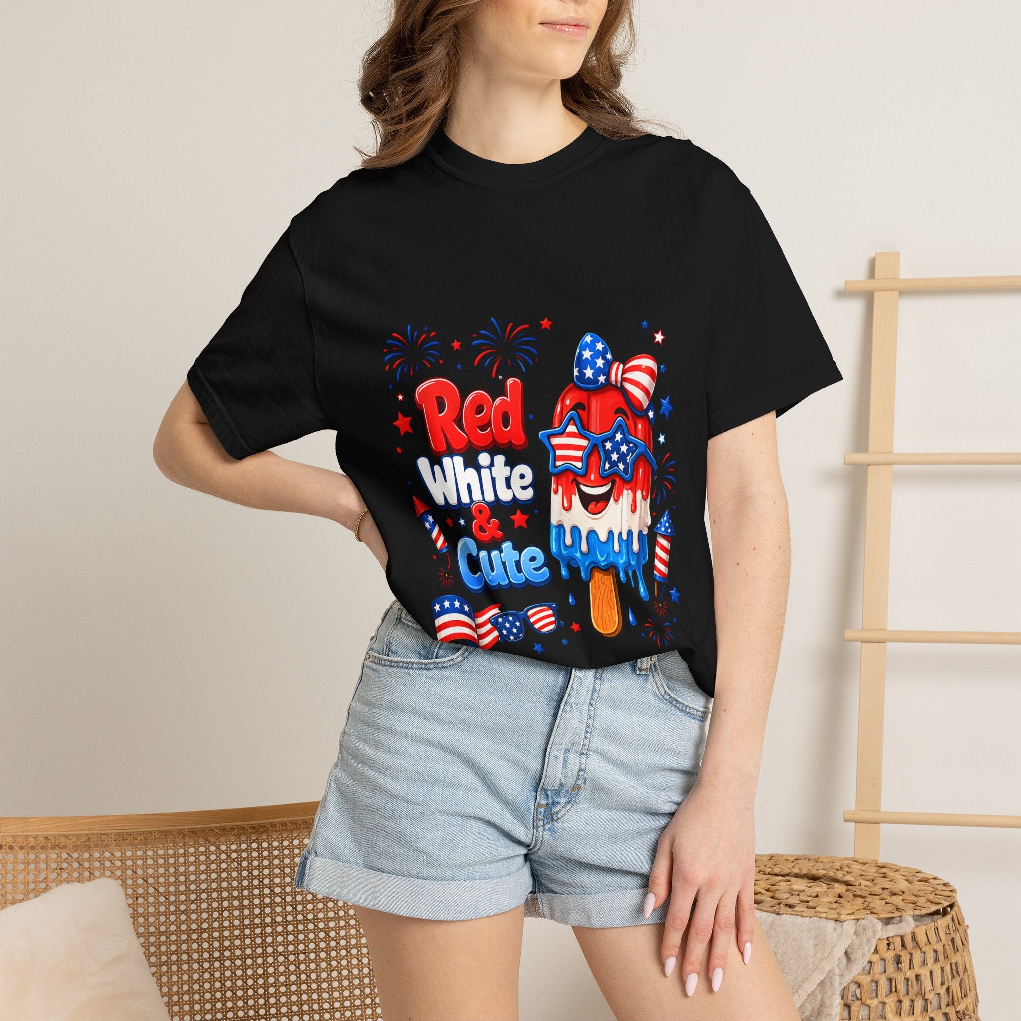 Patriotic "Red White & Cute" T-Shirt — 4th of July American Flag Popsicle Tee