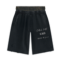 Unisex Vintage Wash Distressed Wide Leg Shorts