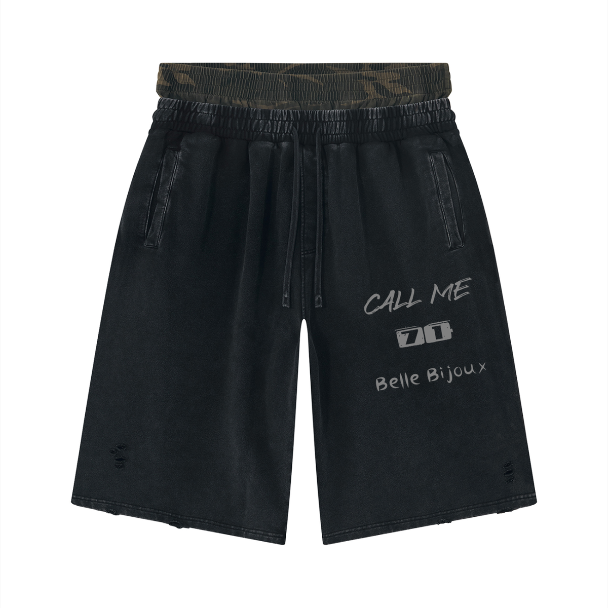 Unisex Vintage Wash Distressed Wide Leg Shorts
