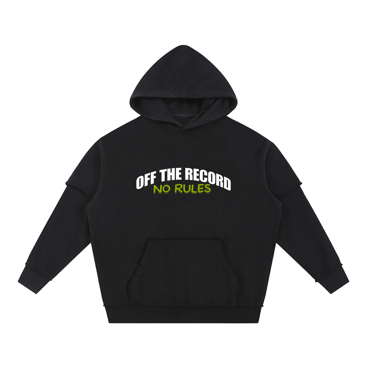 Snow Washed Raw Edge Double Layered Hoodie
