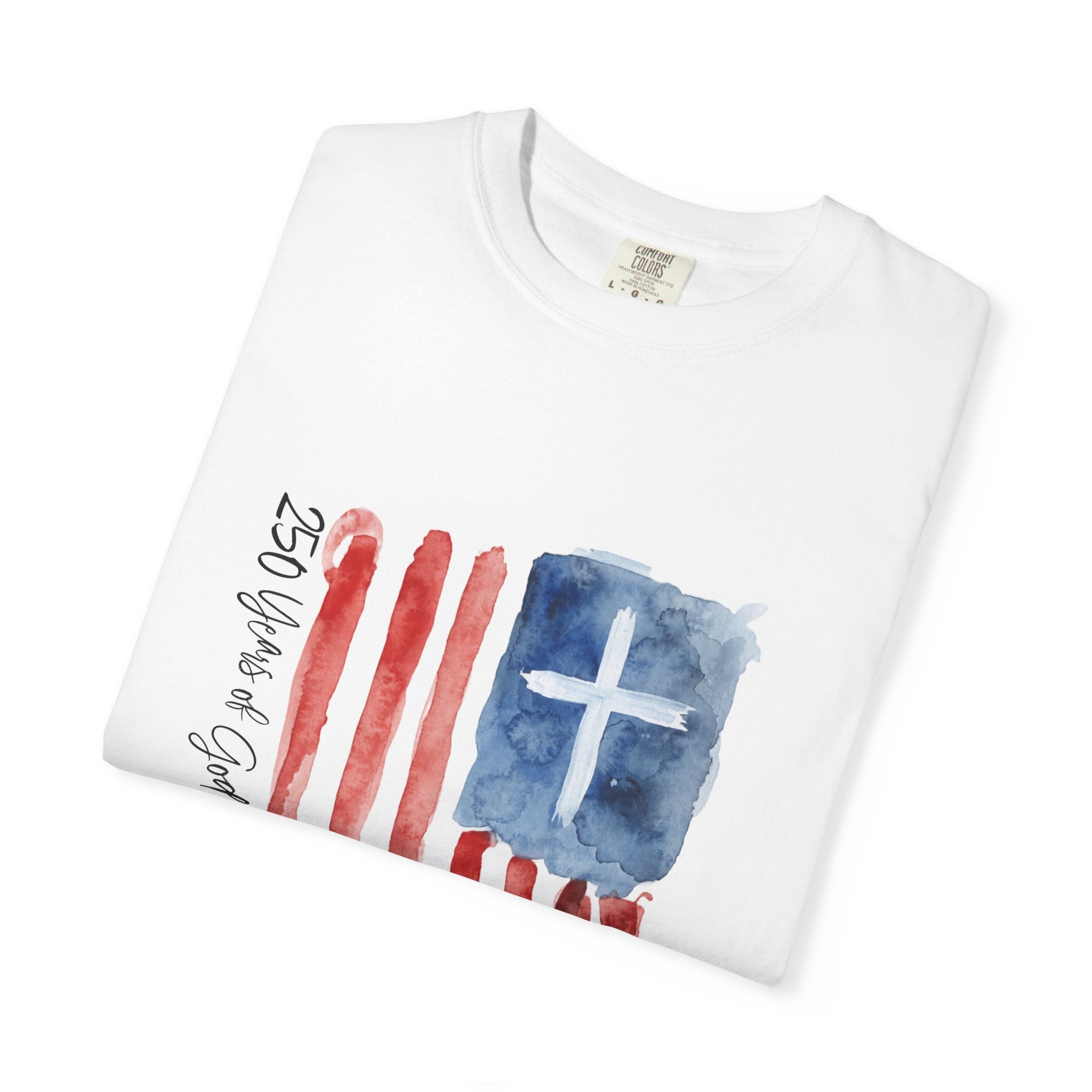 Patriotic Watercolor Flag T-Shirt — "God Bless America"