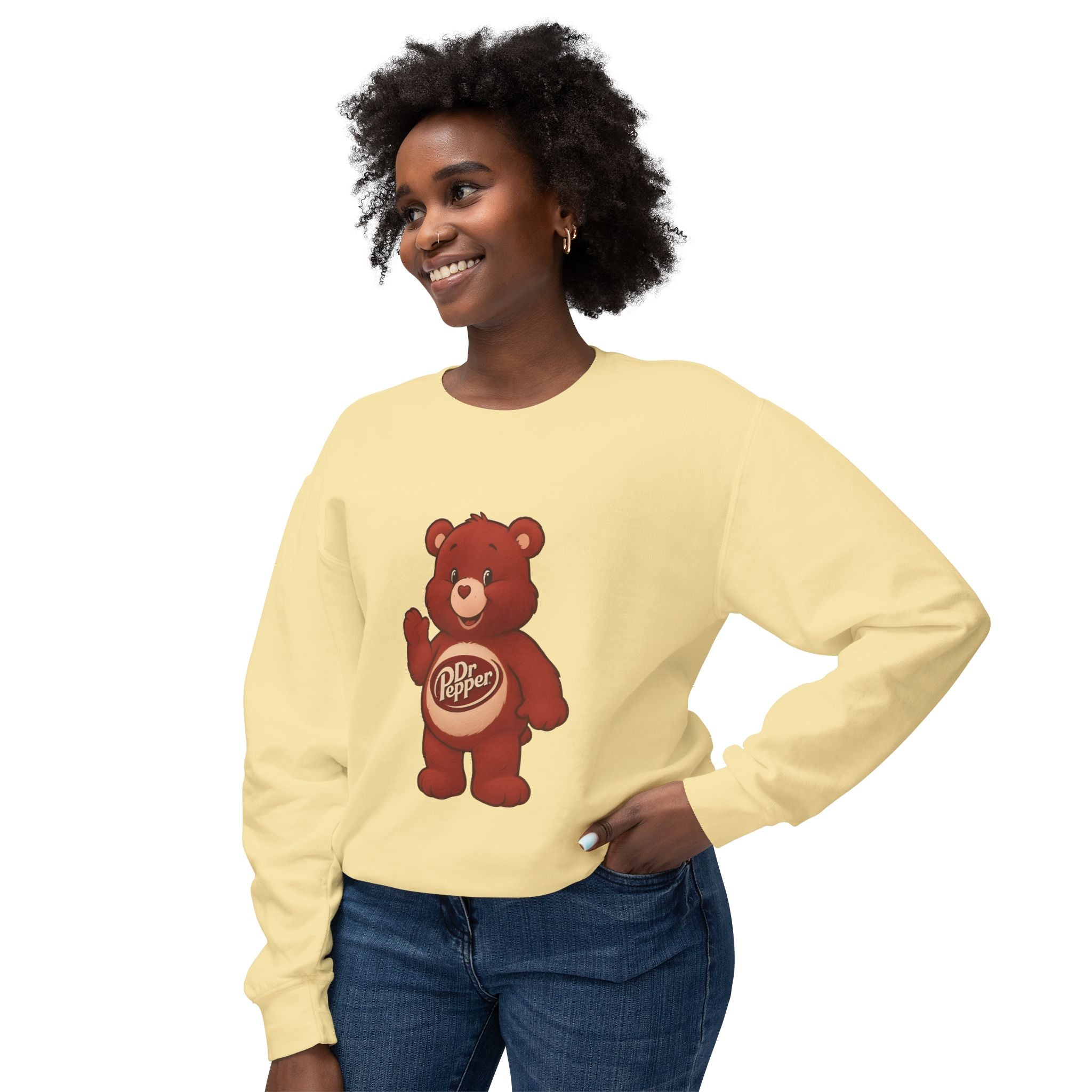 Dr Pepper Bear Crewneck Sweatshirt — "Just A Girl Who Loves Dr Pepper" Graphic