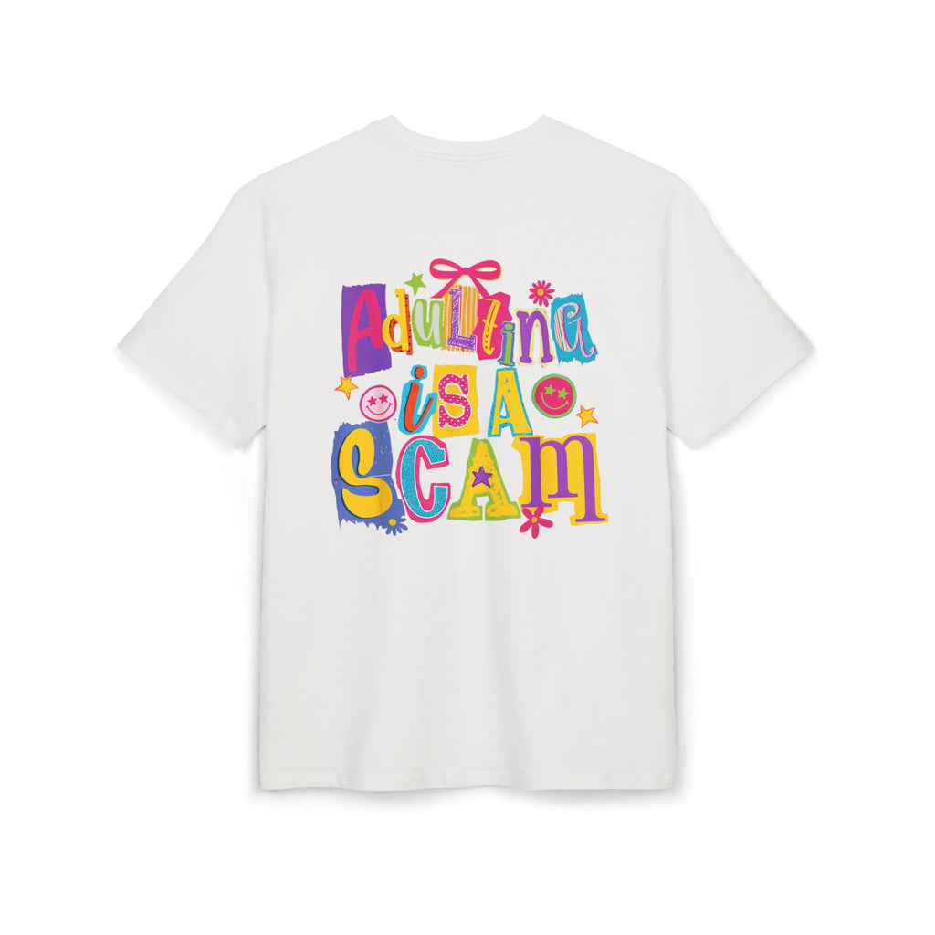 Adulting Is A Scam Oversized Tee — Heart-Eyes Smiley Graphic