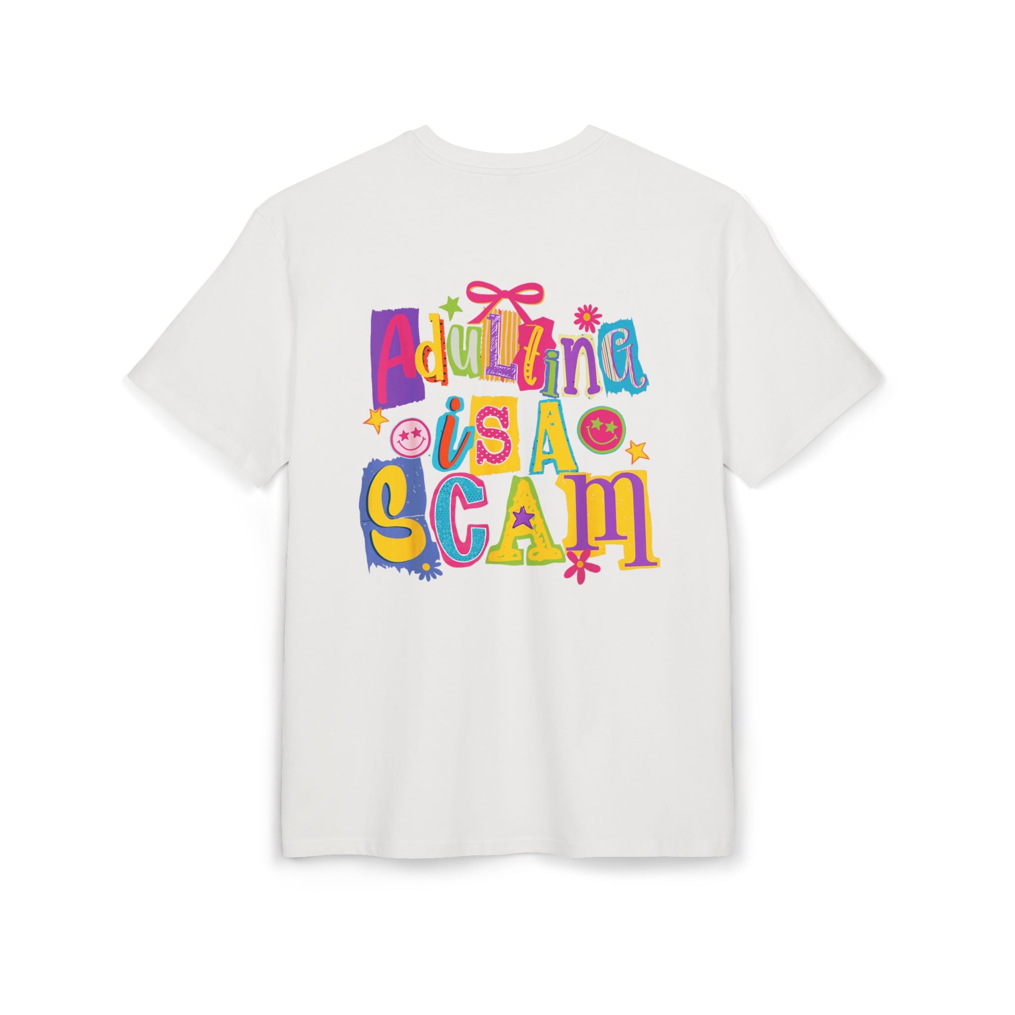 Adulting Is A Scam Oversized Tee — Heart-Eyes Smiley Graphic