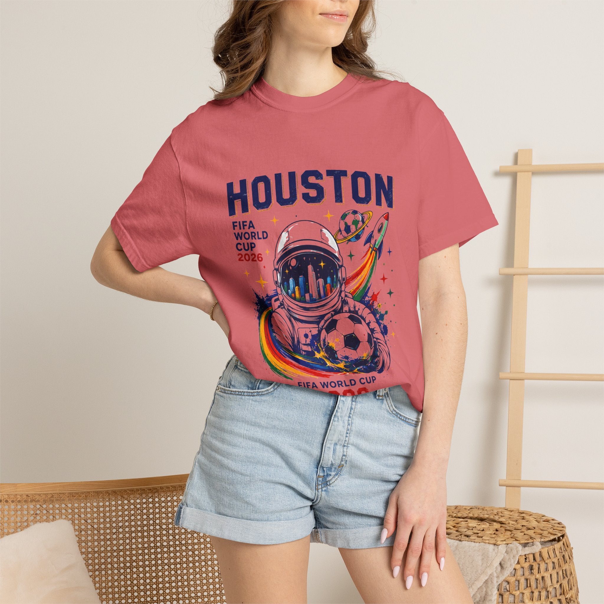 Houston FIFA World Cup 2026 Astronaut Soccer T-Shirt