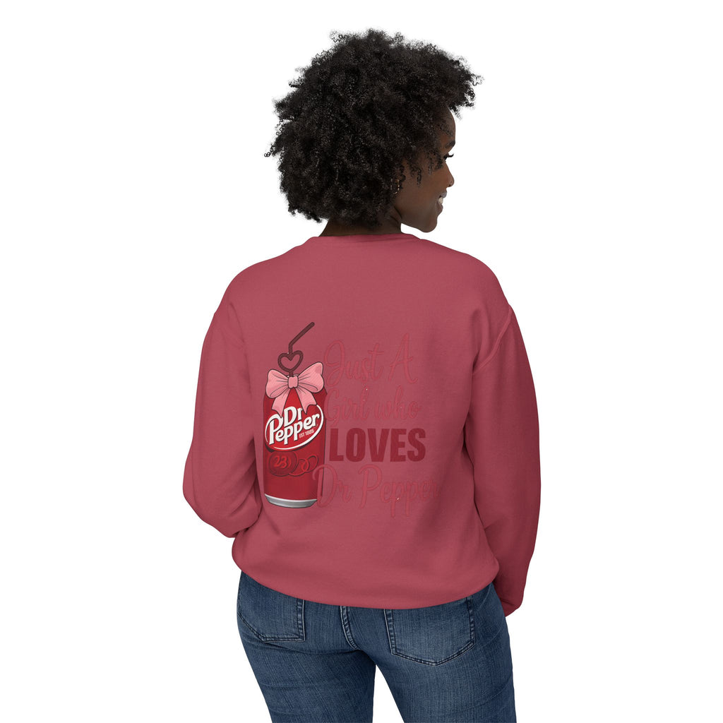 Dr Pepper Bear Crewneck Sweatshirt — "Just A Girl Who Loves Dr Pepper" Graphic