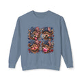 Patriotic Yorkie Faces Crewneck Sweatshirt — American Flag Dog Graphic
