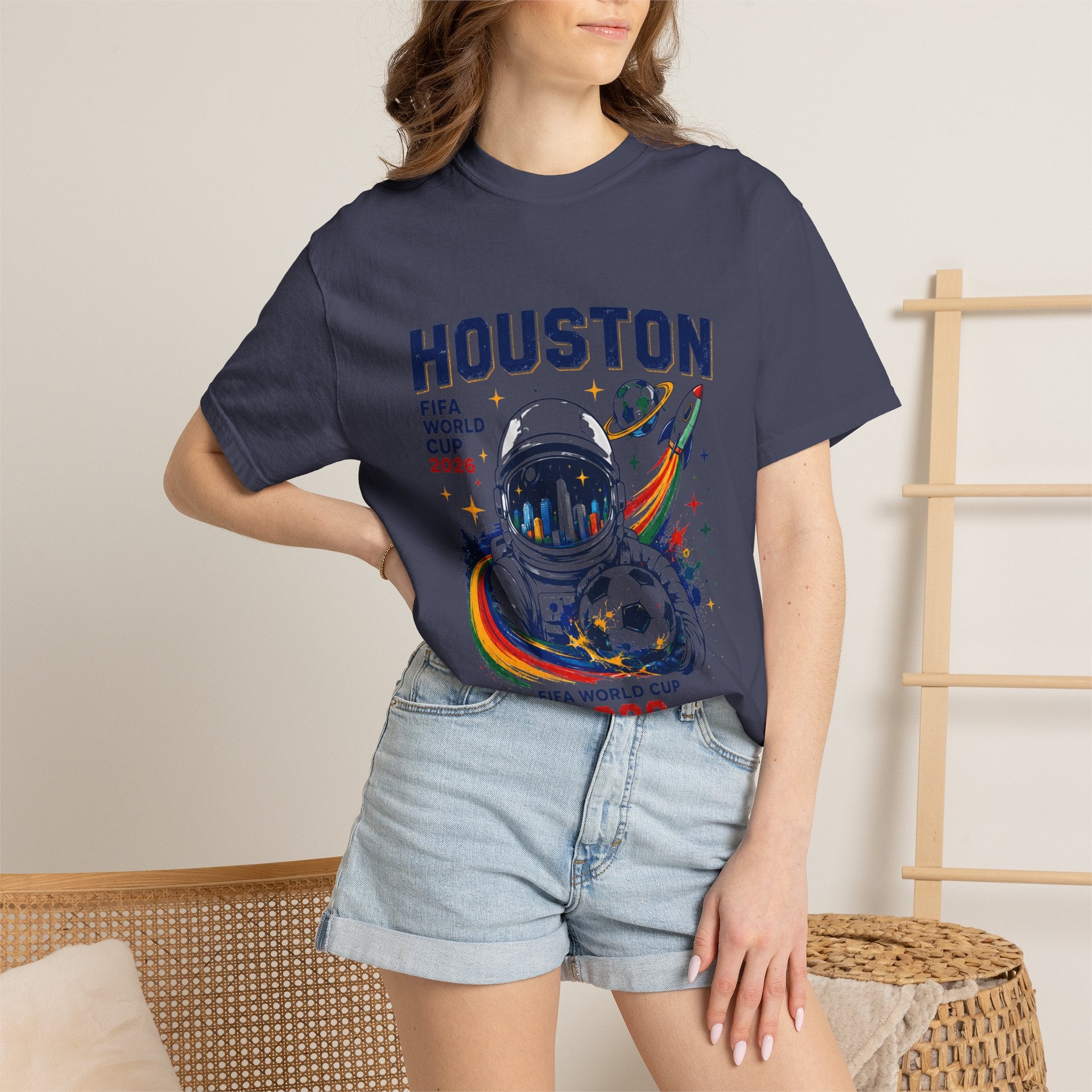 Houston FIFA World Cup 2026 Astronaut Soccer T-Shirt