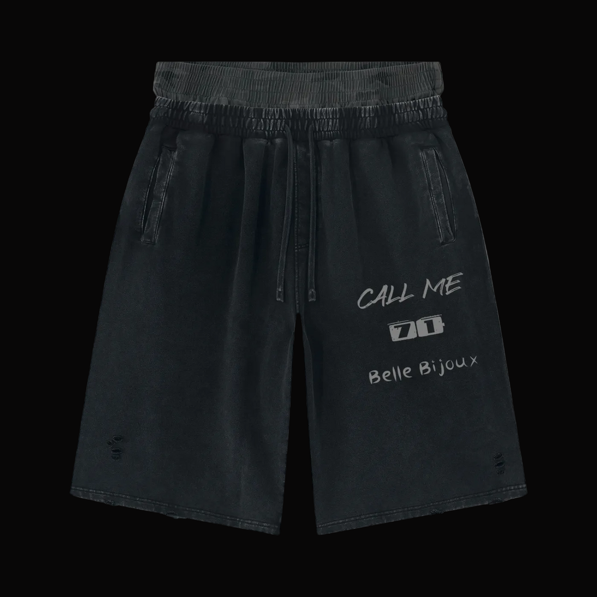Unisex Vintage Wash Distressed Wide Leg Shorts