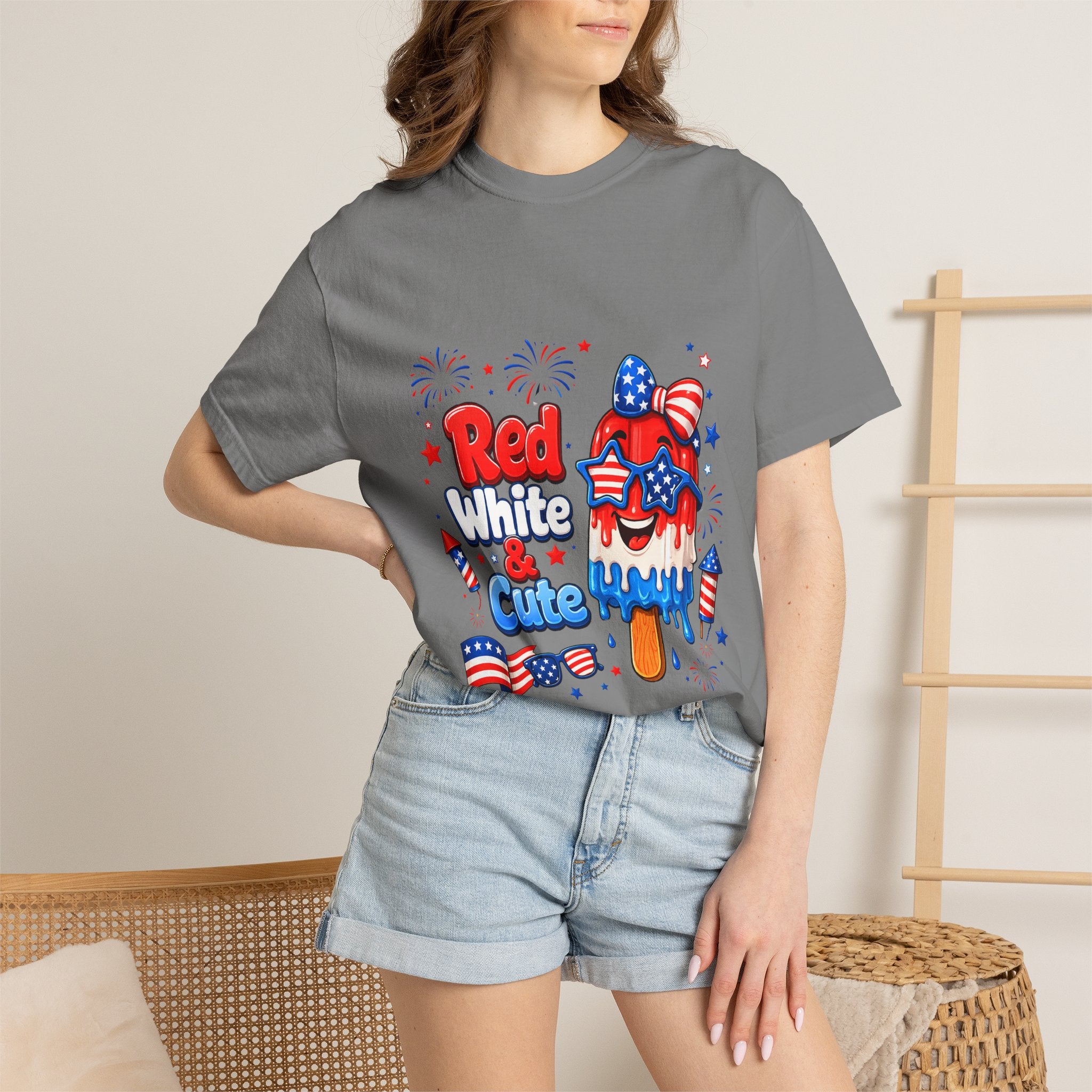 Patriotic "Red White & Cute" T-Shirt — 4th of July American Flag Popsicle Tee