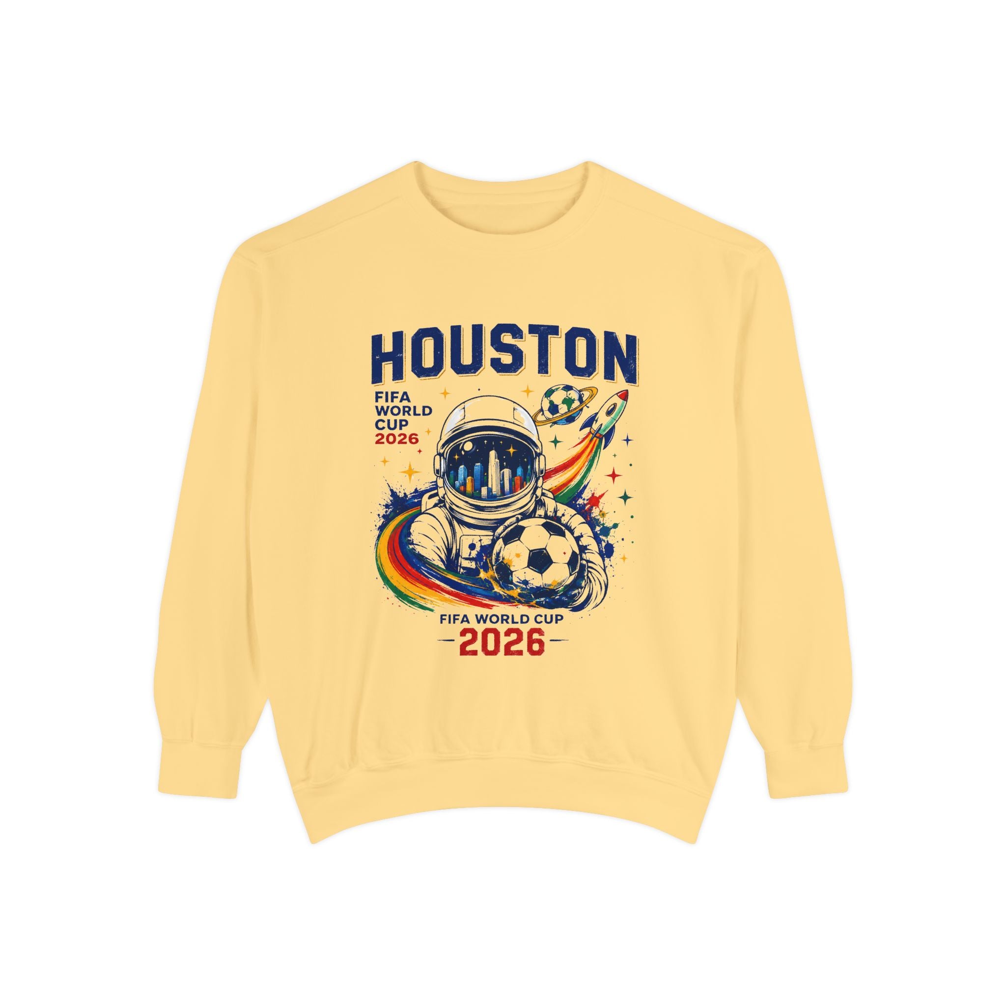 Houston 2026 World Cup Sweatshirt — Astronaut Soccer Graphic
