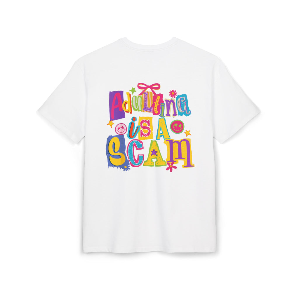 Adulting Is A Scam Oversized Tee — Heart-Eyes Smiley Graphic