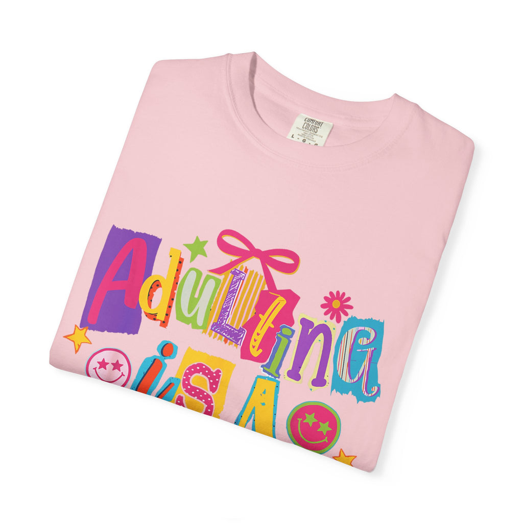Adulting Is a Scam T-Shirt — Funny Retro Colorful Graphic Tee