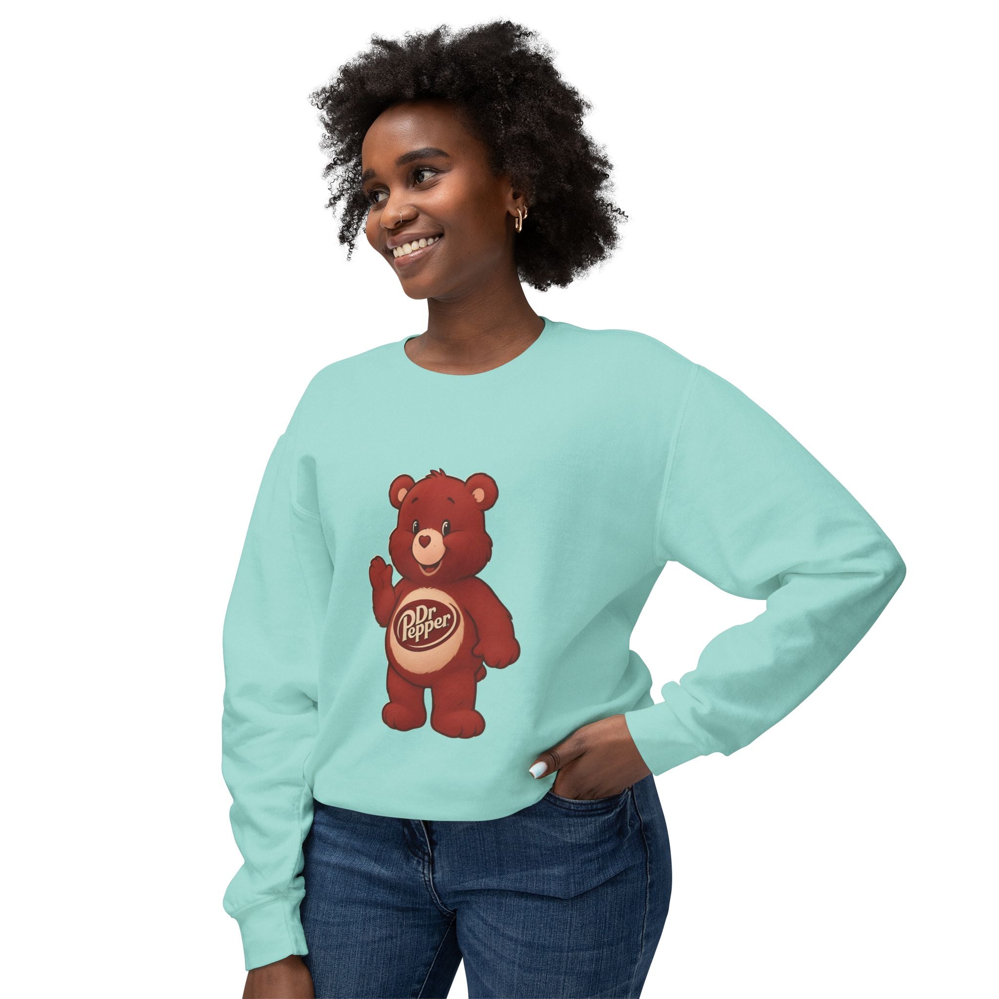 Dr Pepper Bear Crewneck Sweatshirt — "Just A Girl Who Loves Dr Pepper" Graphic